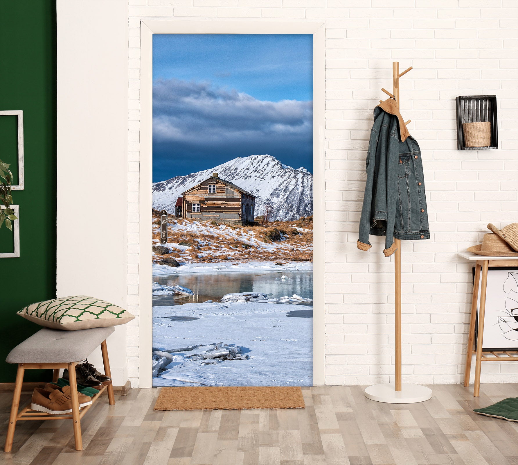 3D Snow Mountain Chalet 119175 Marco Carmassi Door Mural