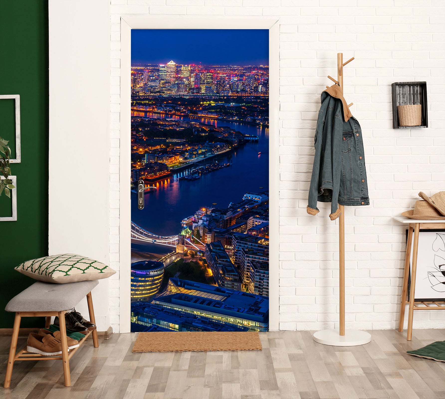 3D City River Night View 11990 Marco Carmassi Door Mural