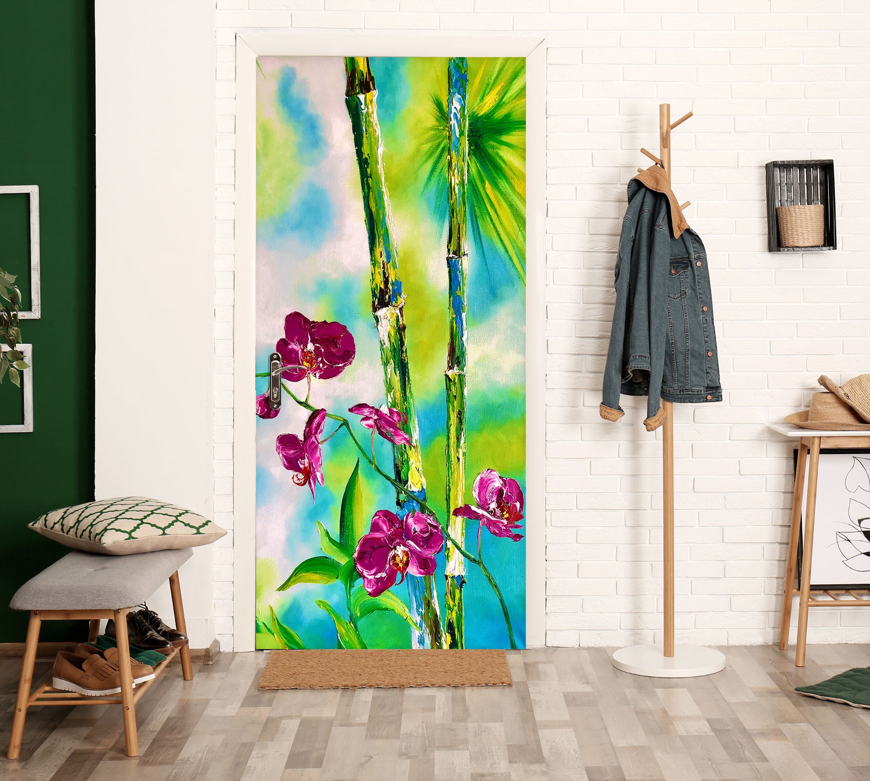 3D Green Bamboo 3277 Skromova Marina Door Mural