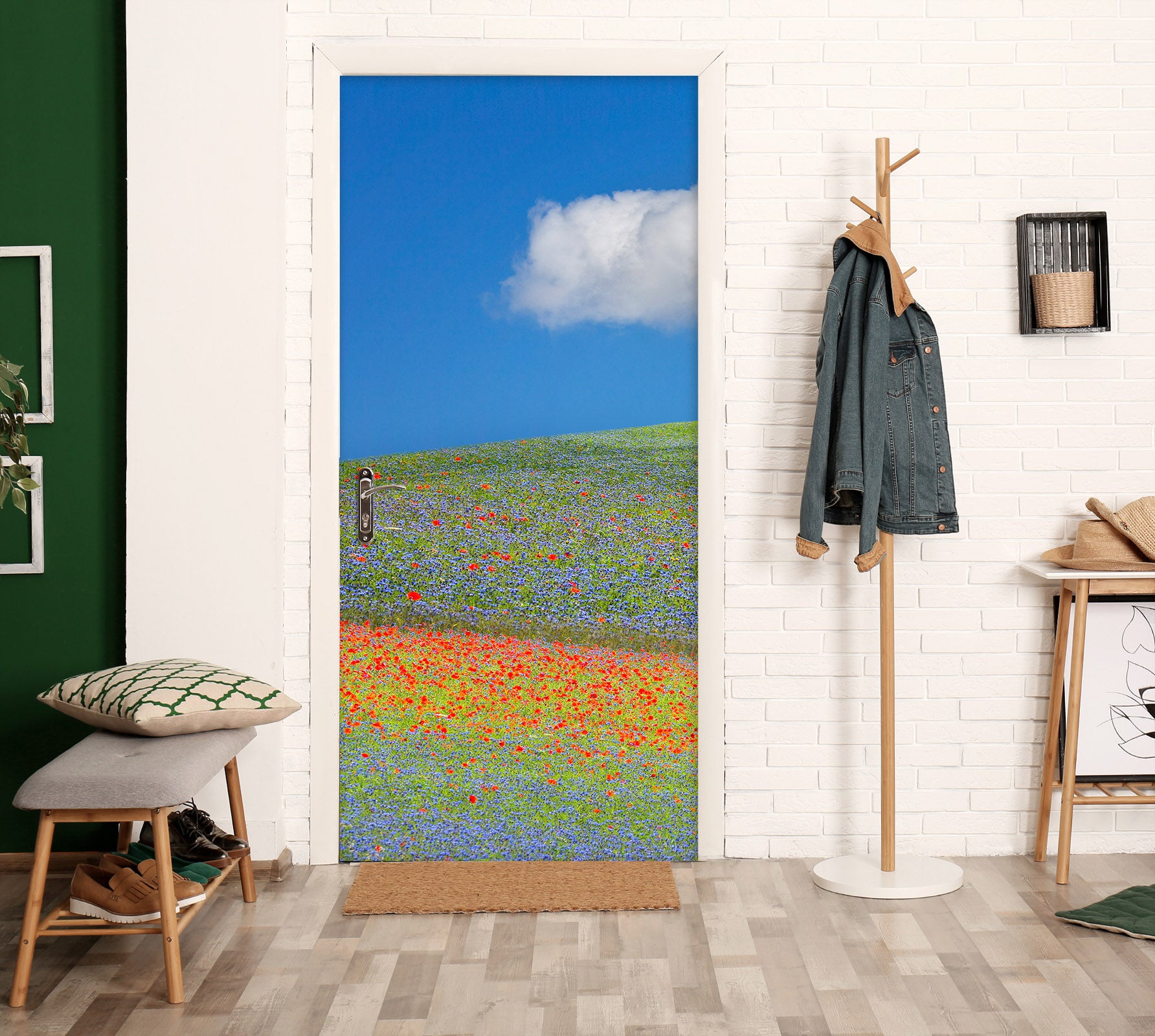 3D Lawn Flowers Hillside 121223 Marco Carmassi Door Mural