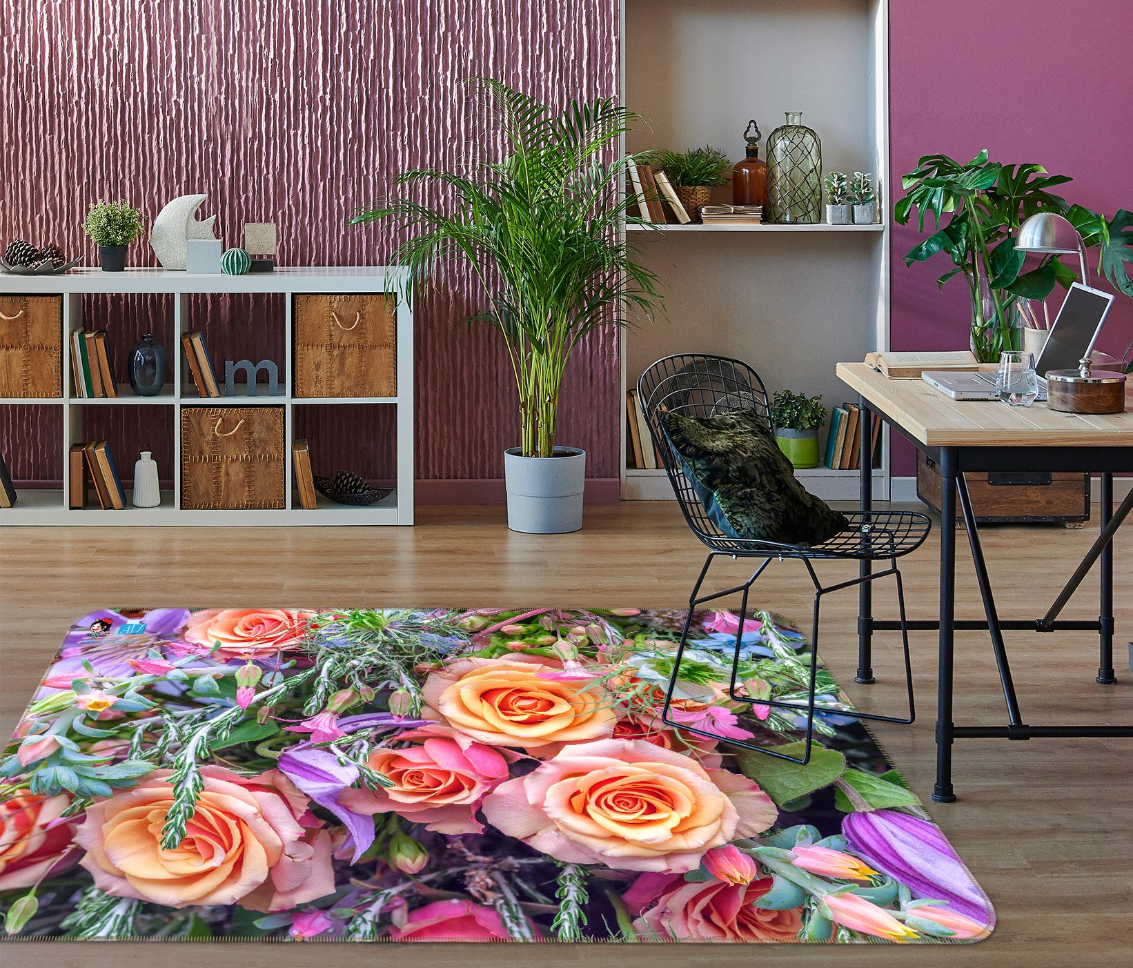 3D Bright Rose 6869 Assaf Frank Rug Non Slip Rug Mat