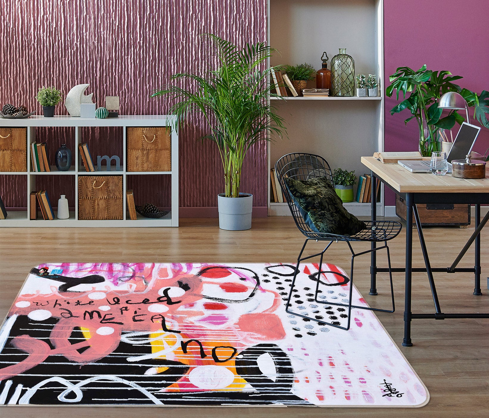 3D Pink Black Painting 123112 Misako Chida Rug Non Slip Rug Mat