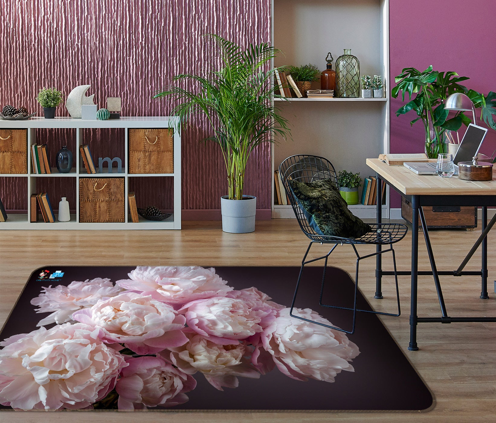 3D Pink Bouquet 6822 Assaf Frank Rug Non Slip Rug Mat