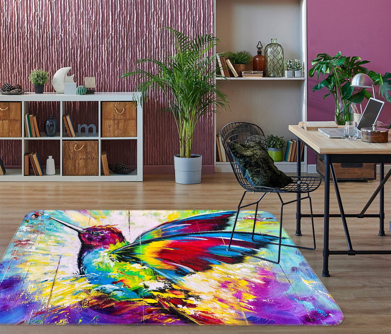 3D Colorful Bird 1120 Skromova Marina Rug Non Slip Rug Mat