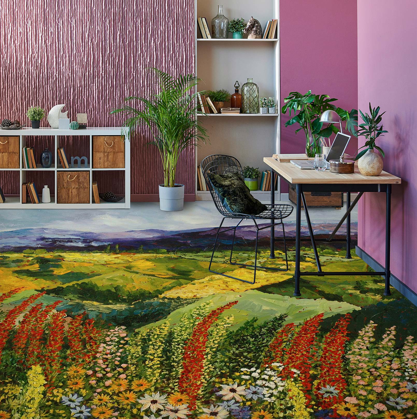 3D Lawn Hillside Flowers 9540 Allan P. Friedlander Floor Mural  Wallpaper Murals Self-Adhesive Removable Print Epoxy