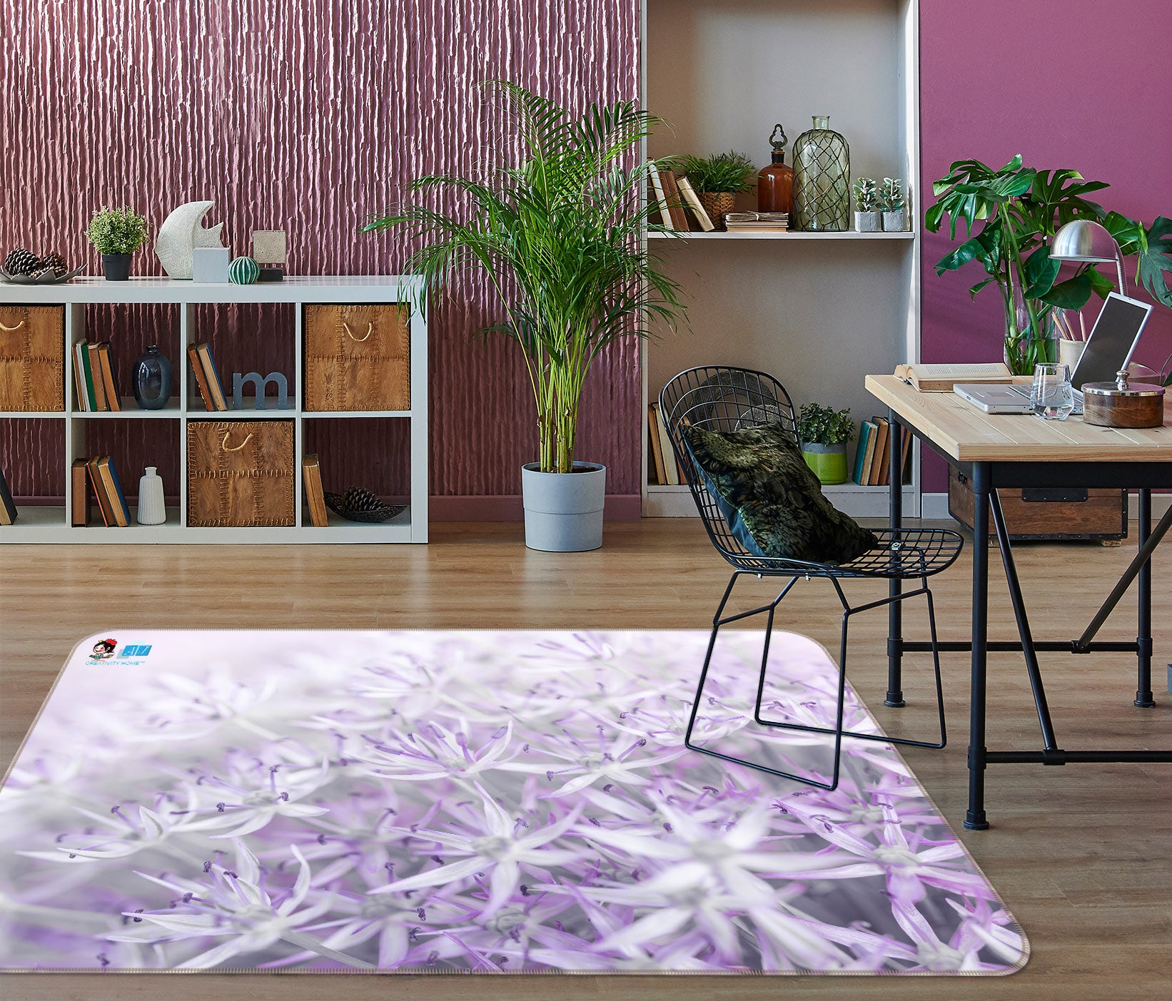 3D Purple Flower 6863 Assaf Frank Rug Non Slip Rug Mat