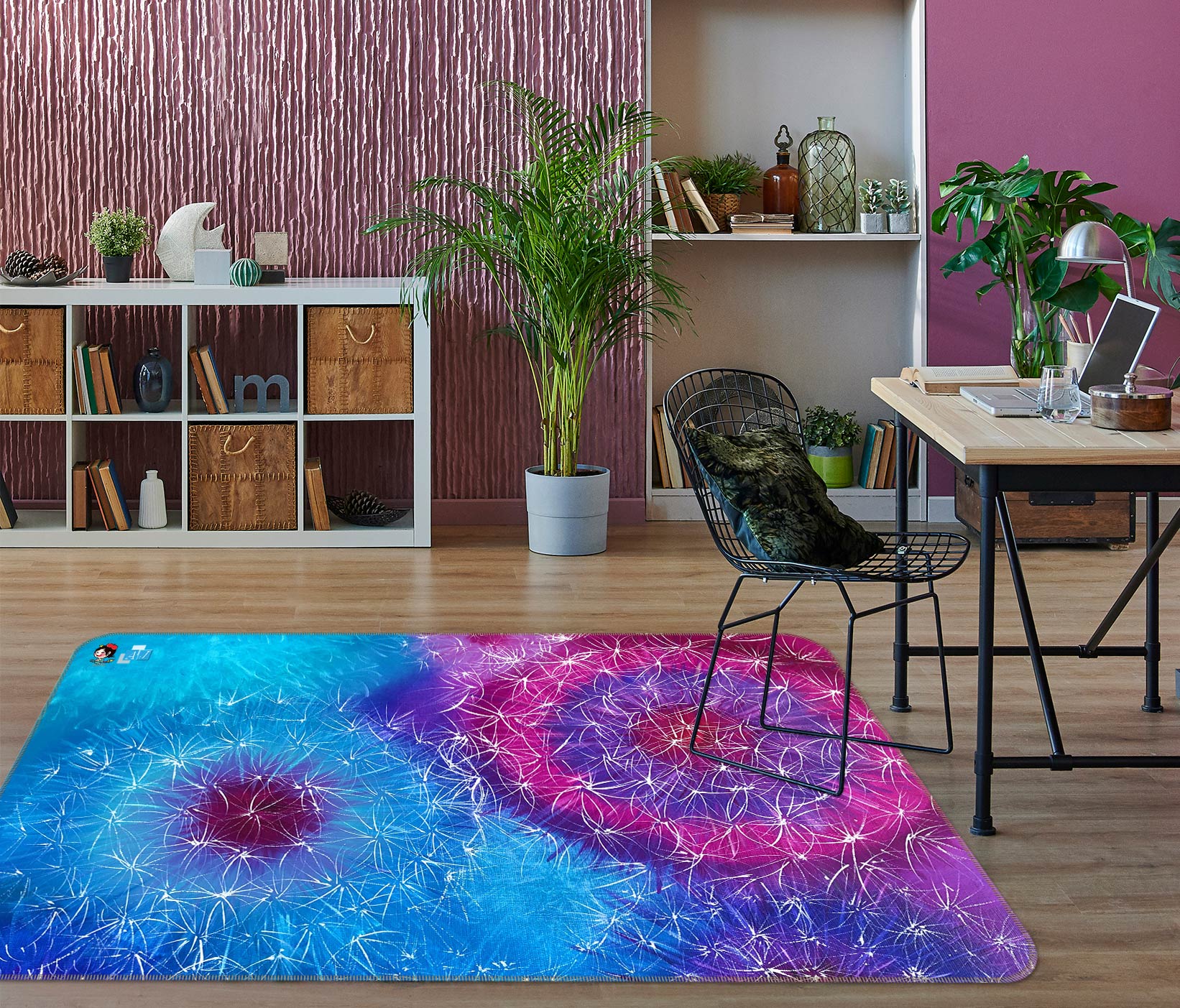 3D Purple Dandelion 1122 Skromova Marina Rug Non Slip Rug Mat