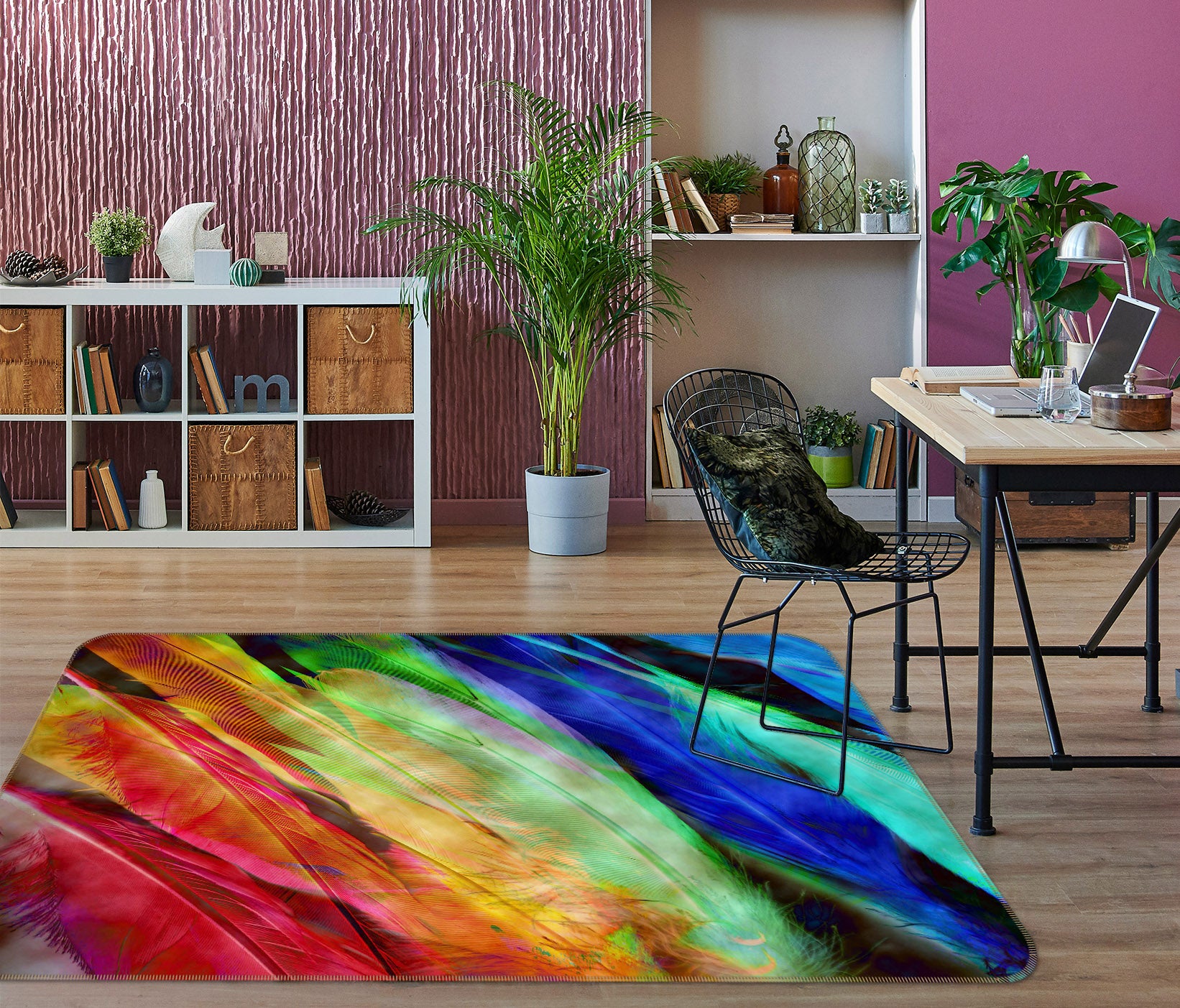 3D Colored Feathers 71009 Shandra Smith Rug Non Slip Rug Mat