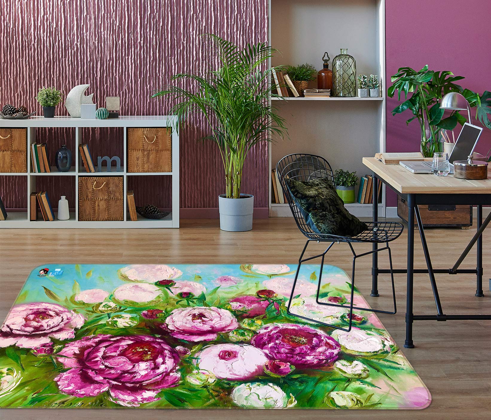 3D Pink Bouquet 1105 Skromova Marina Rug Non Slip Rug Mat