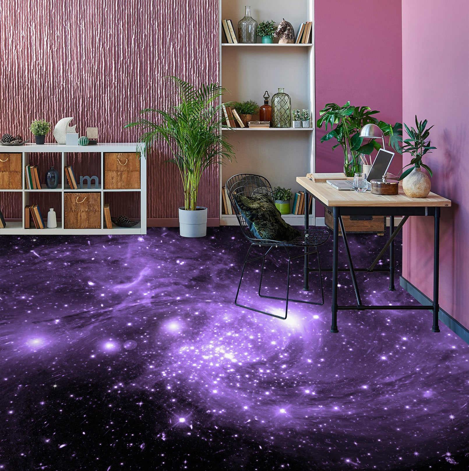 3D Dazzling Purple Universe 077 Floor Mural  Wallpaper Murals Rug & Mat Print Epoxy waterproof bath floor