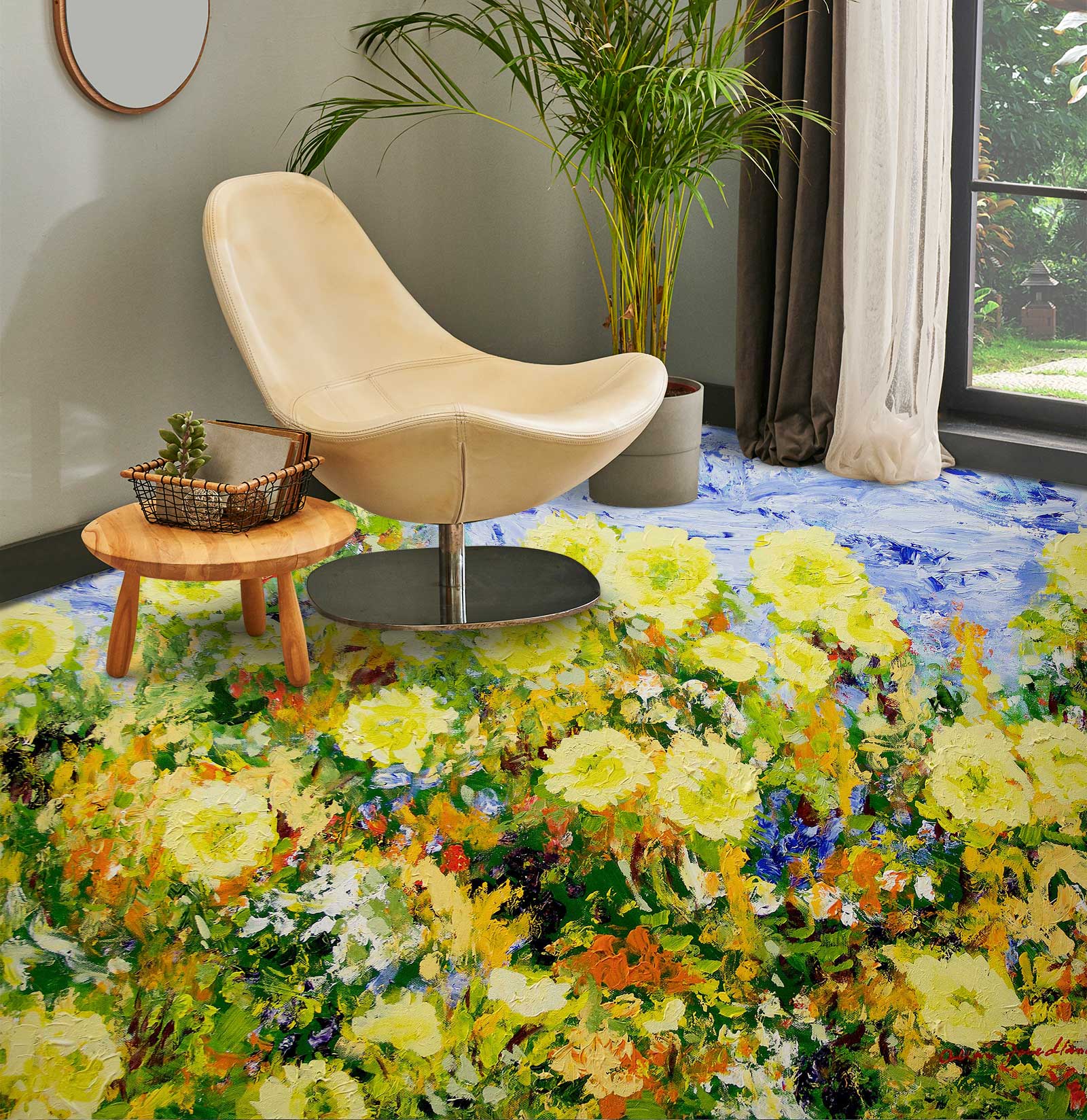 3D Yellow Flowers 9679 Allan P. Friedlander Floor Mural  Wallpaper Murals Self-Adhesive Removable Print Epoxy