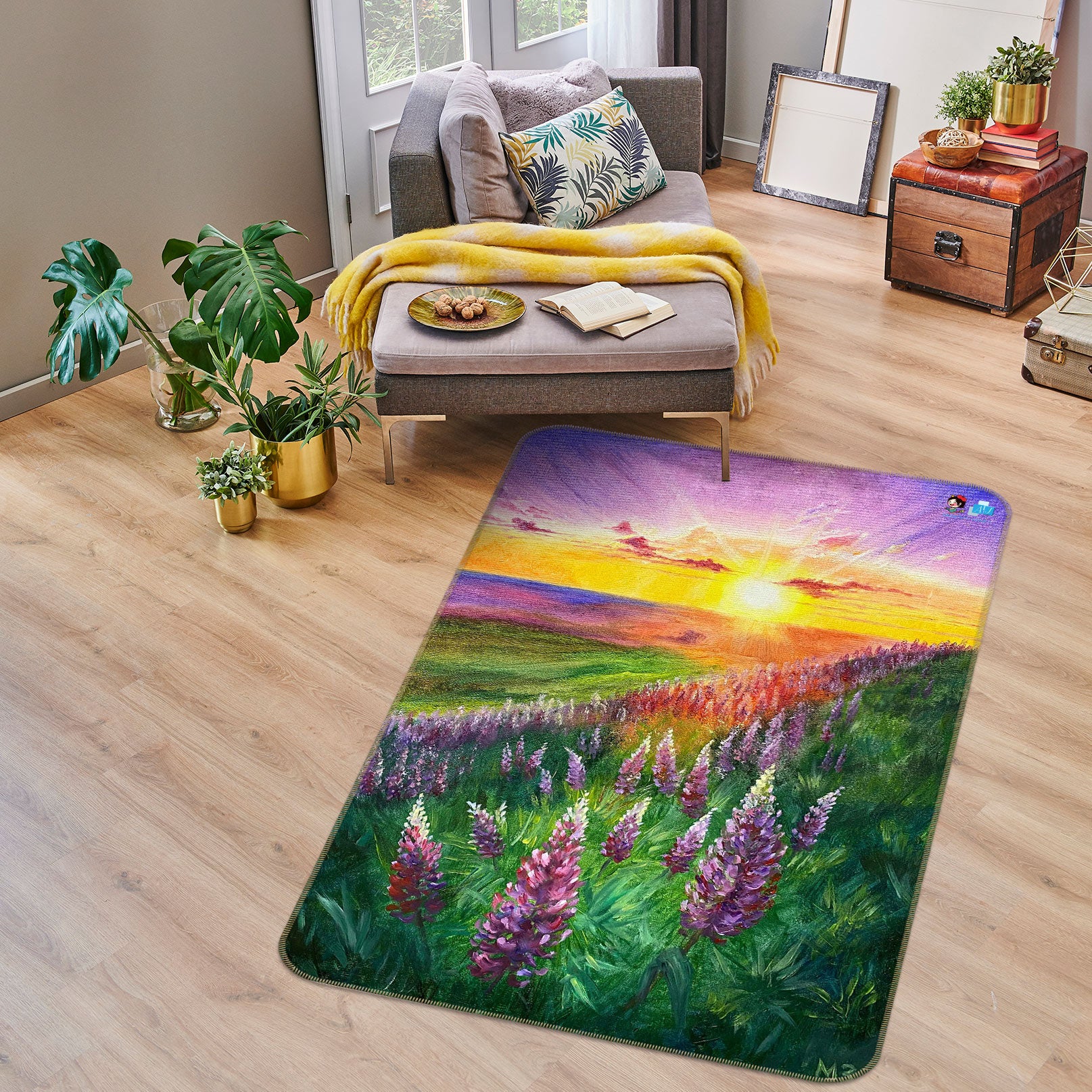 3D Sunny Meadow Flowers 9714 Marina Zotova Rug Non Slip Rug Mat