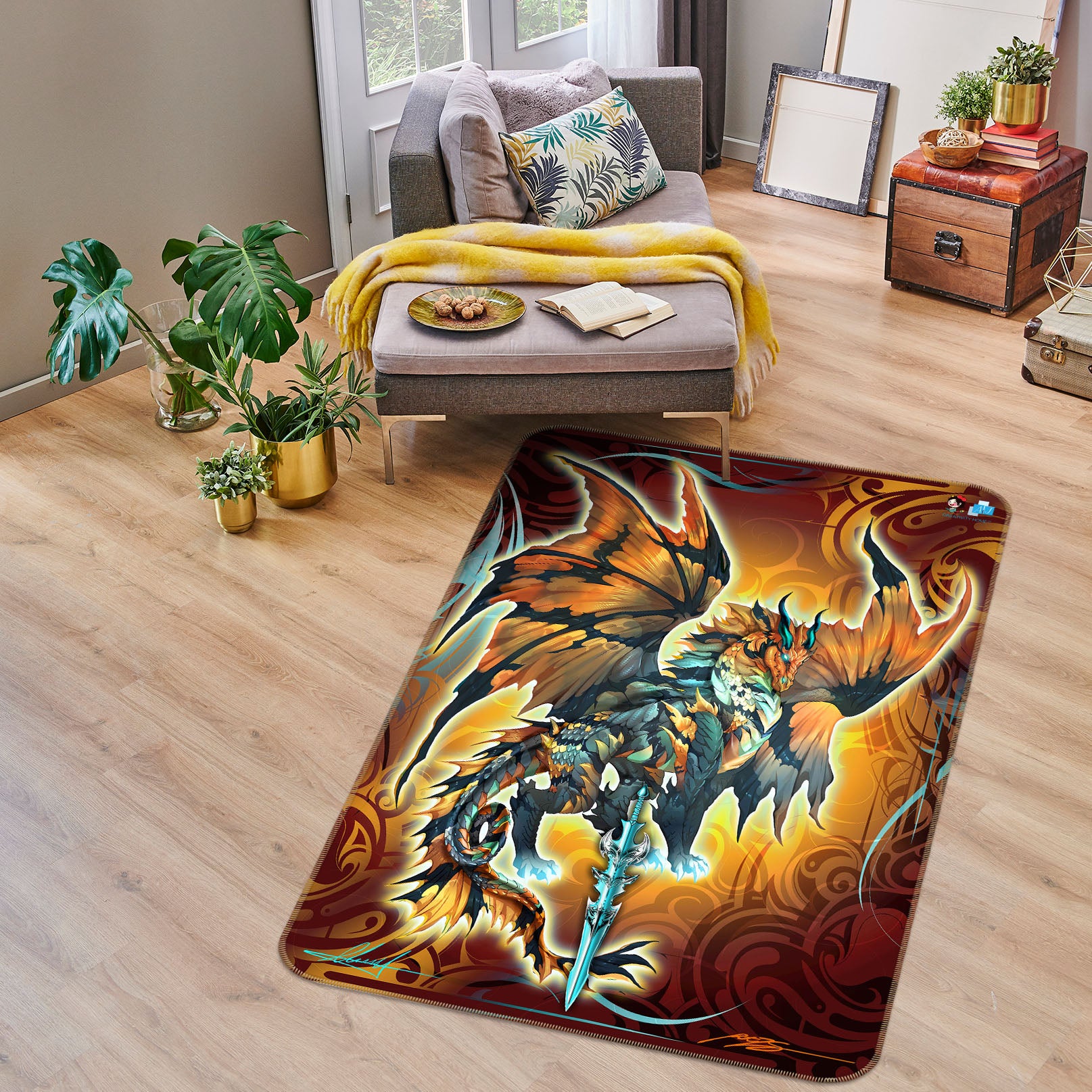 3D Dragon Wings 8236 Ruth Thompson Rug Non Slip Rug Mat