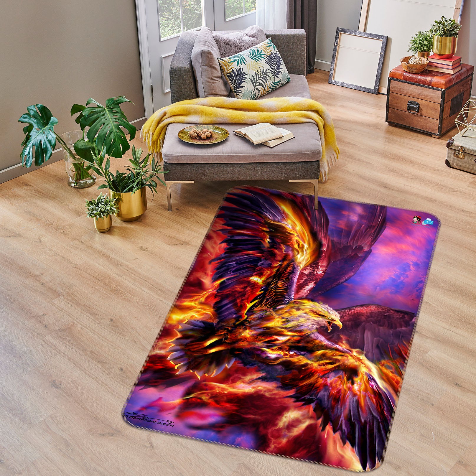 3D Flame Eagle 8248 Ruth Thompson Rug Non Slip Rug Mat