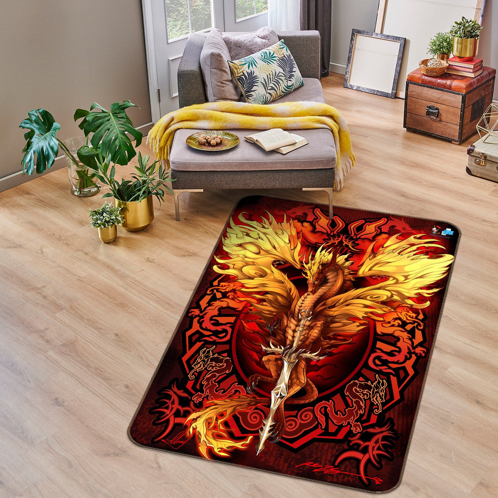 3D Dragon Pattern 8238 Ruth Thompson Rug Non Slip Rug Mat