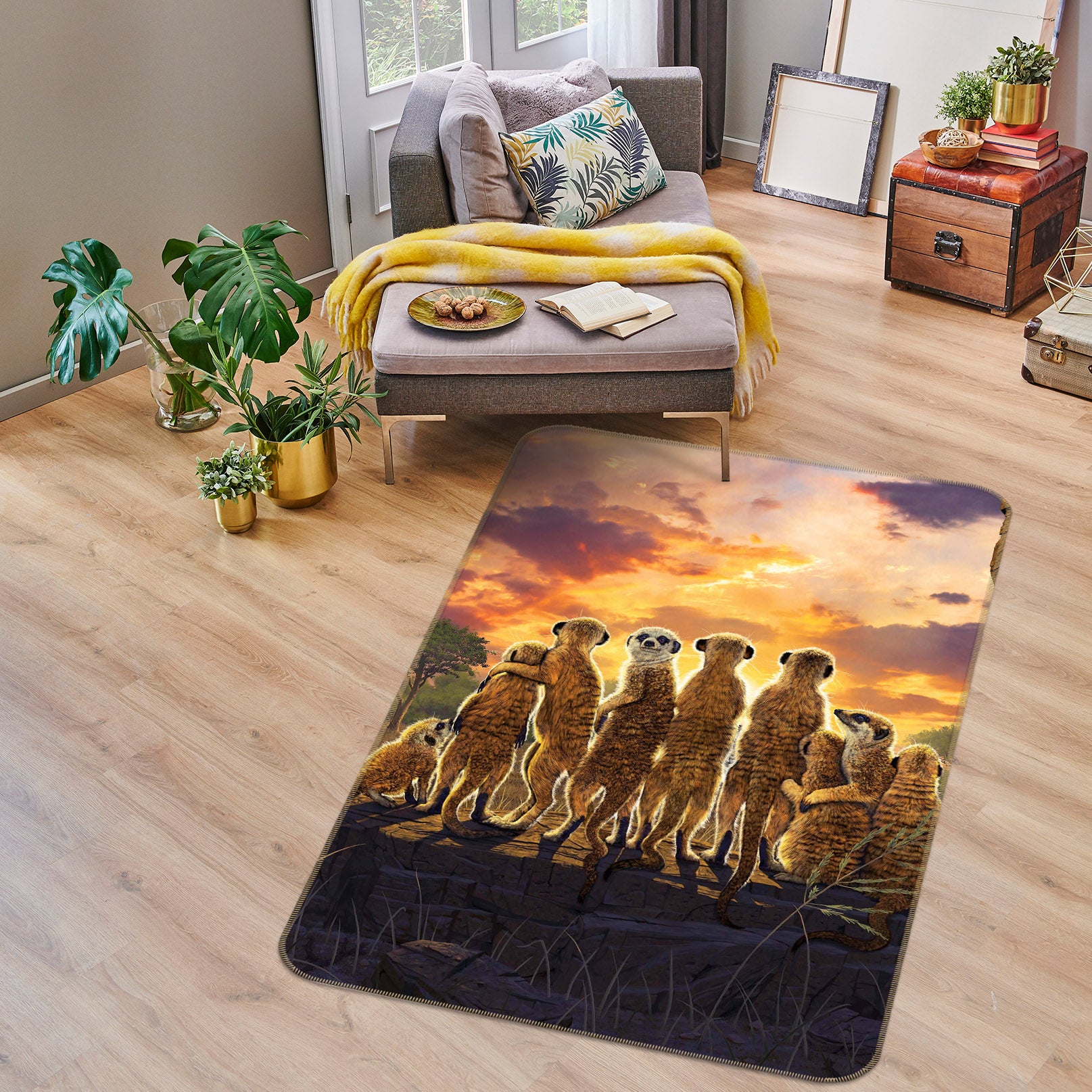 3D Meerkats Def 1051 Vincent Hie Rug Non Slip Rug Mat