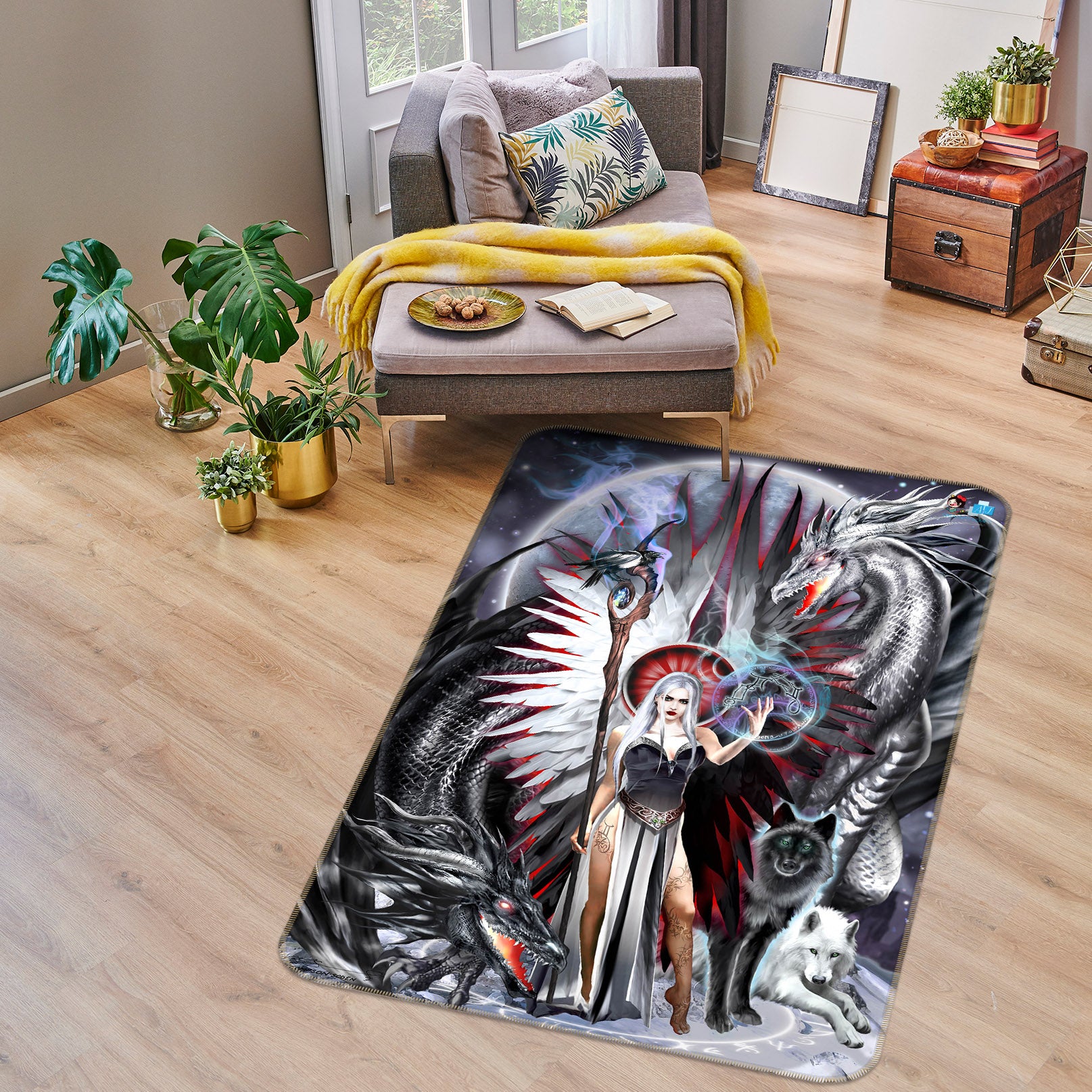 3D Dragon Woman 8245 Ruth Thompson Rug Non Slip Rug Mat