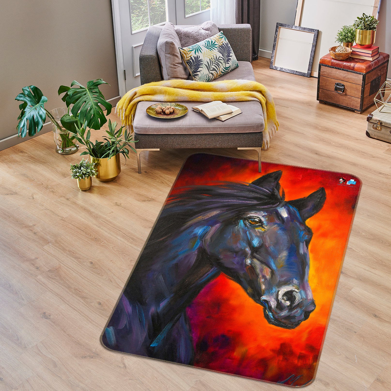 3D Black Horse 1152 Skromova Marina Rug Non Slip Rug Mat