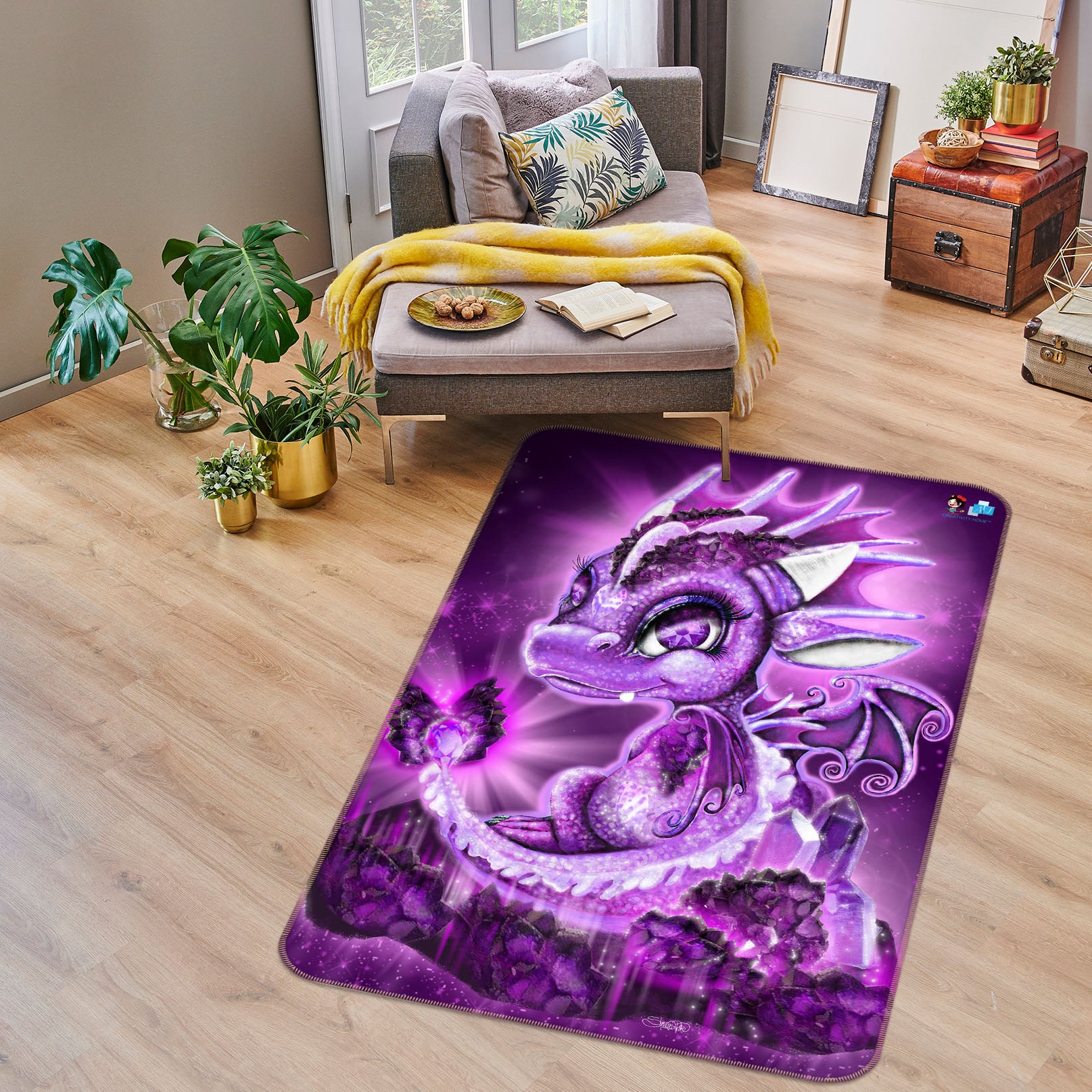 3D Purple Dragon 8547 Sheena Pike Rug Non Slip Rug Mat