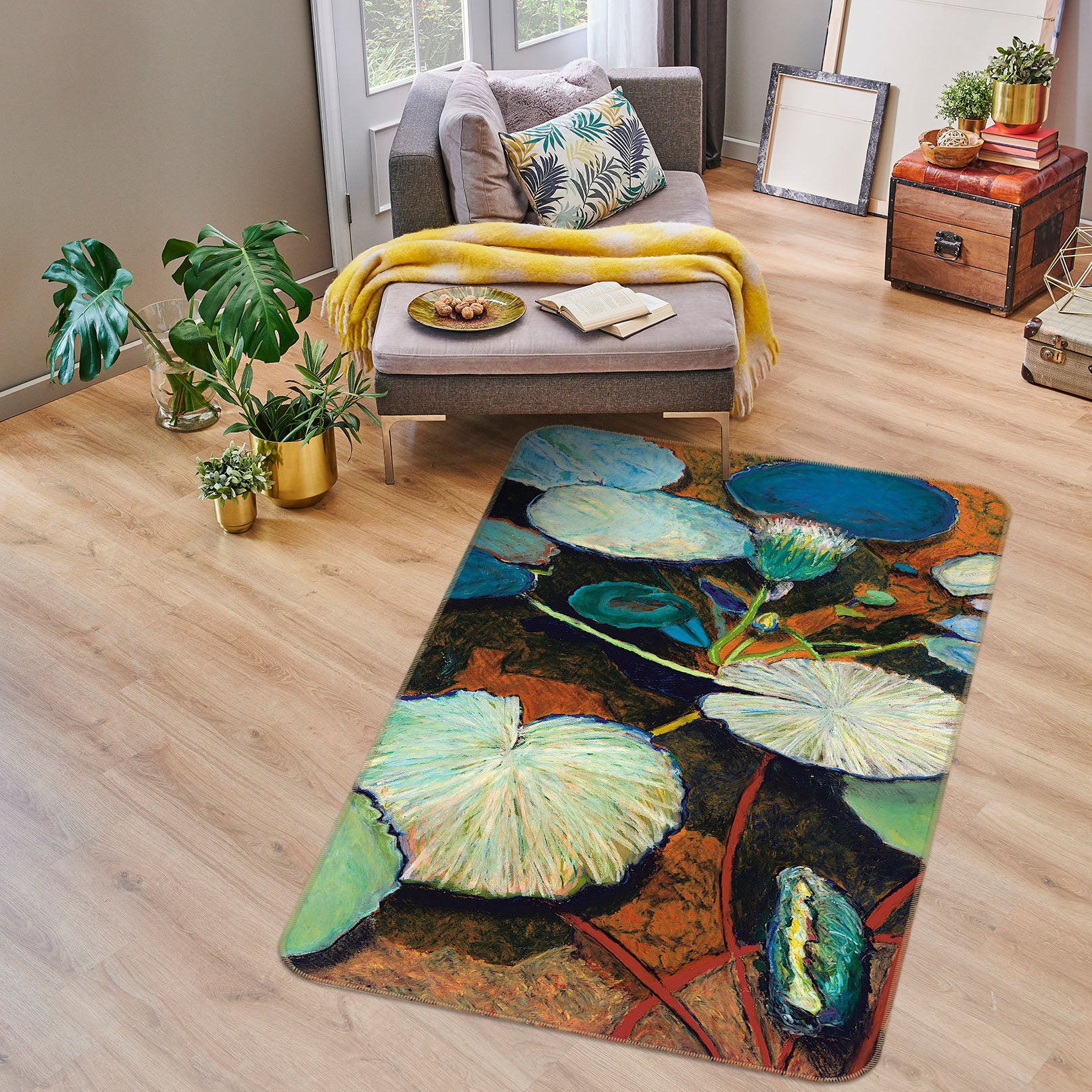 3D Frogs Hideaway 3033 Allan P. Friedlander Rug Non Slip Rug Mat