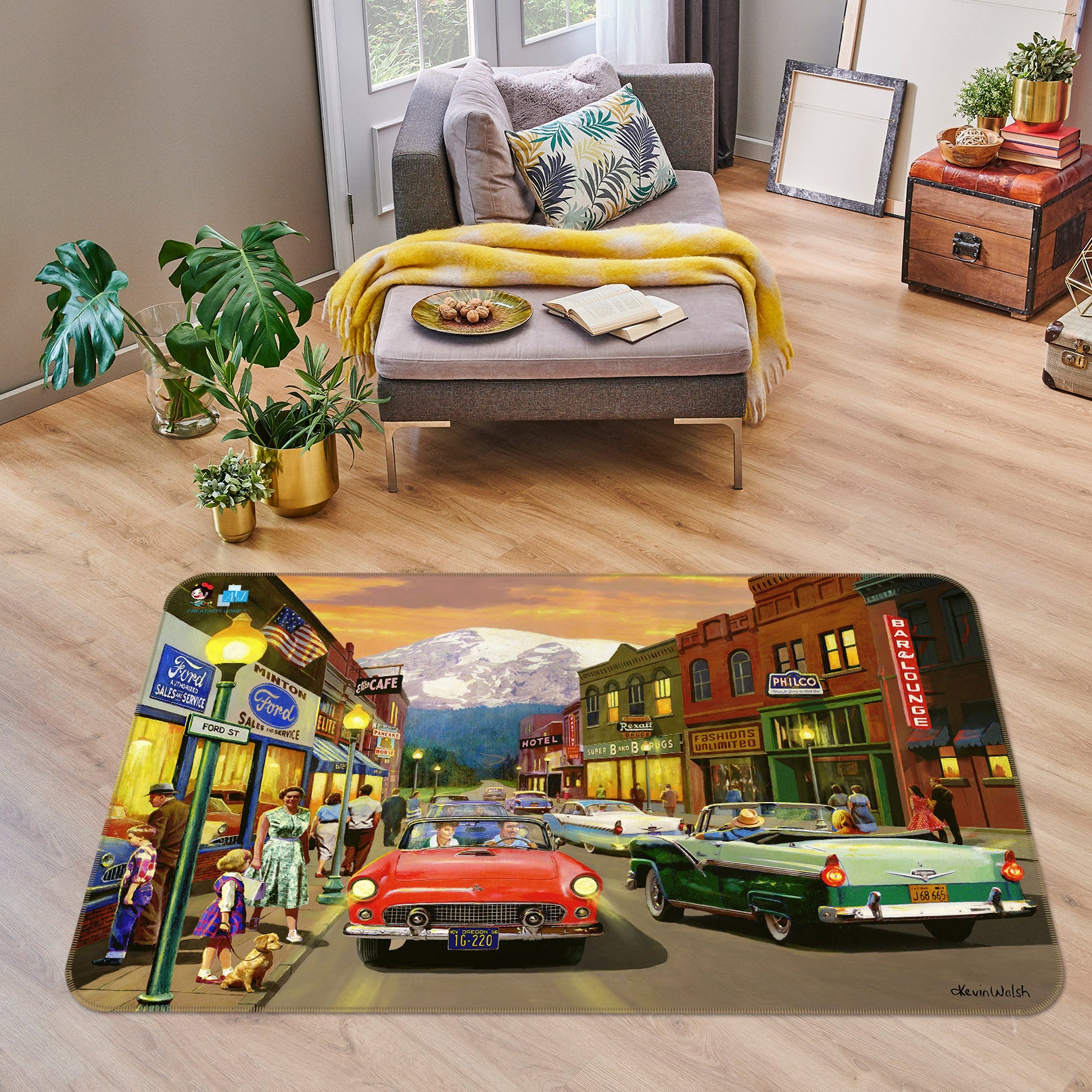 3D Street Shopping 026 Kevin Walsh Rug Non Slip Rug Mat