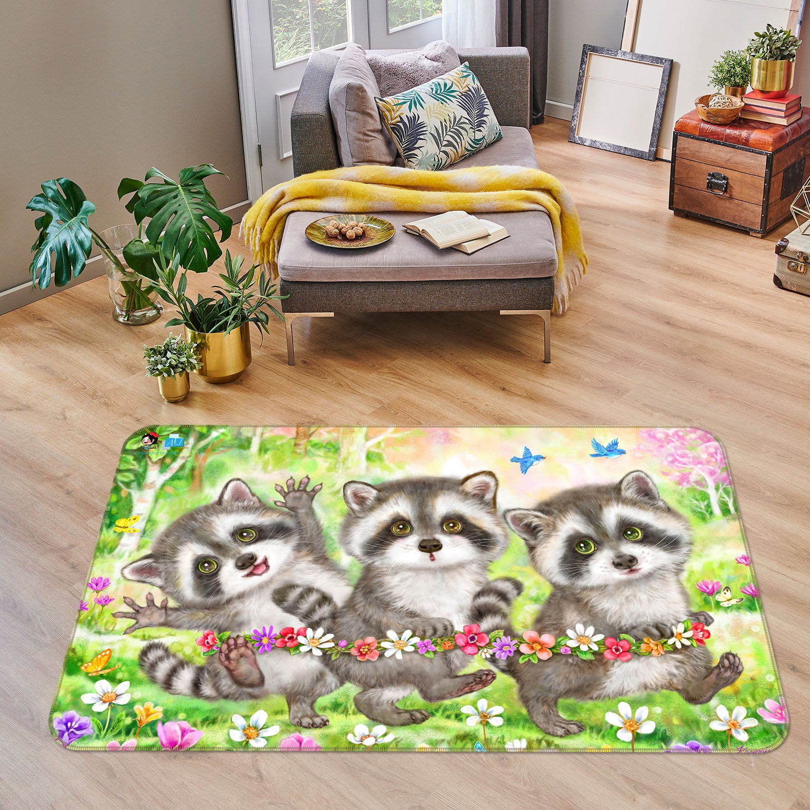 3D Cute Husky 5640 Kayomi Harai Rug Non Slip Rug Mat