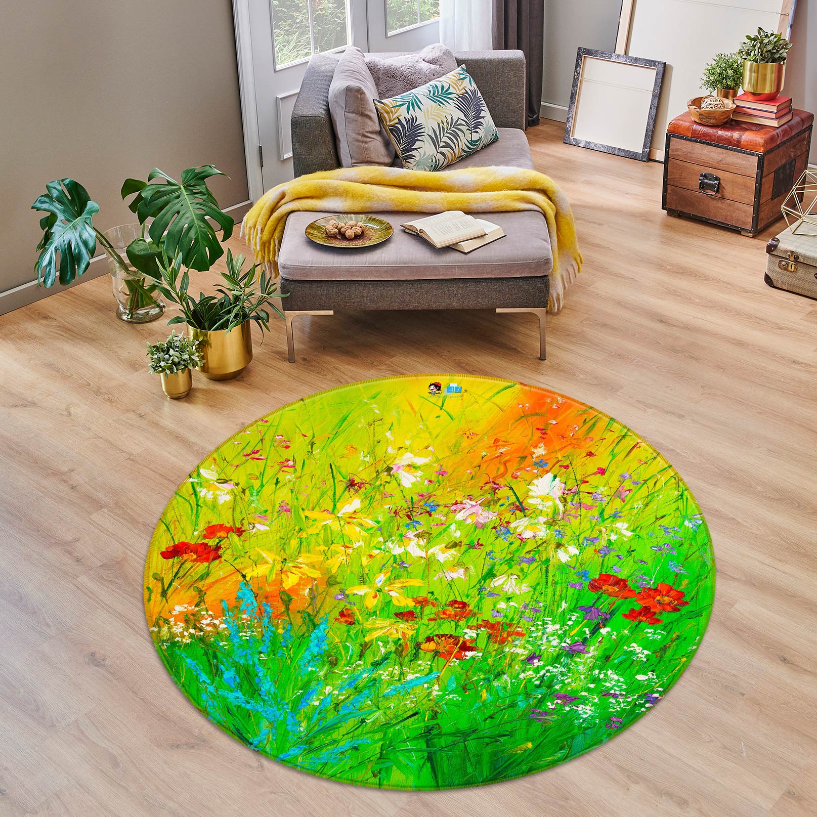 3D Cute Little Flower 795 Skromova Marina Rug Round Non Slip Rug Mat