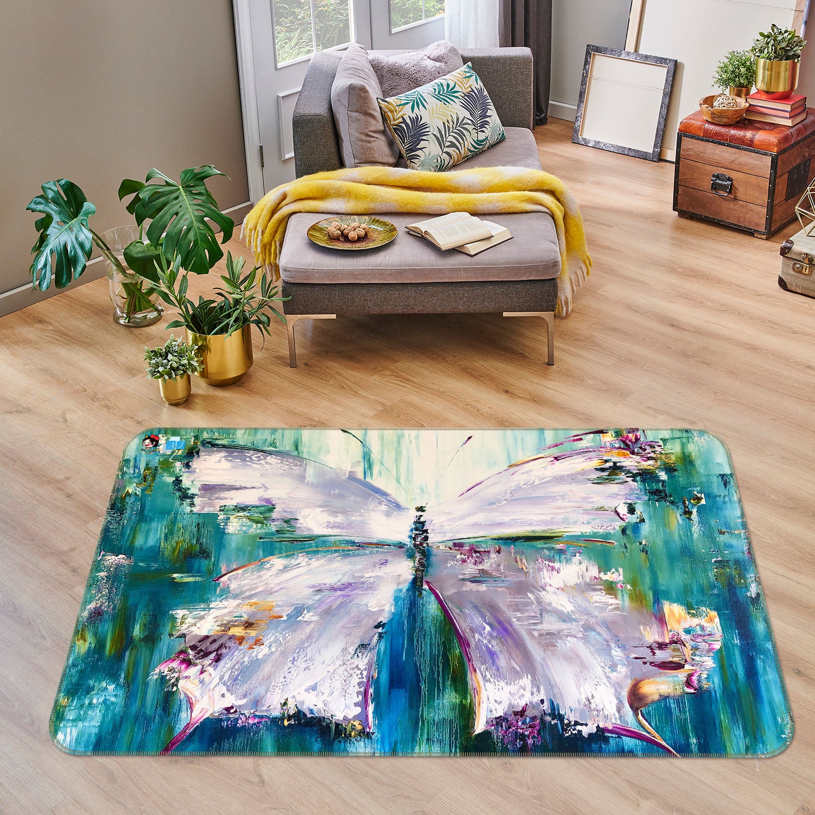 3D Painted Butterfly 1213 Skromova Marina Rug Non Slip Rug Mat