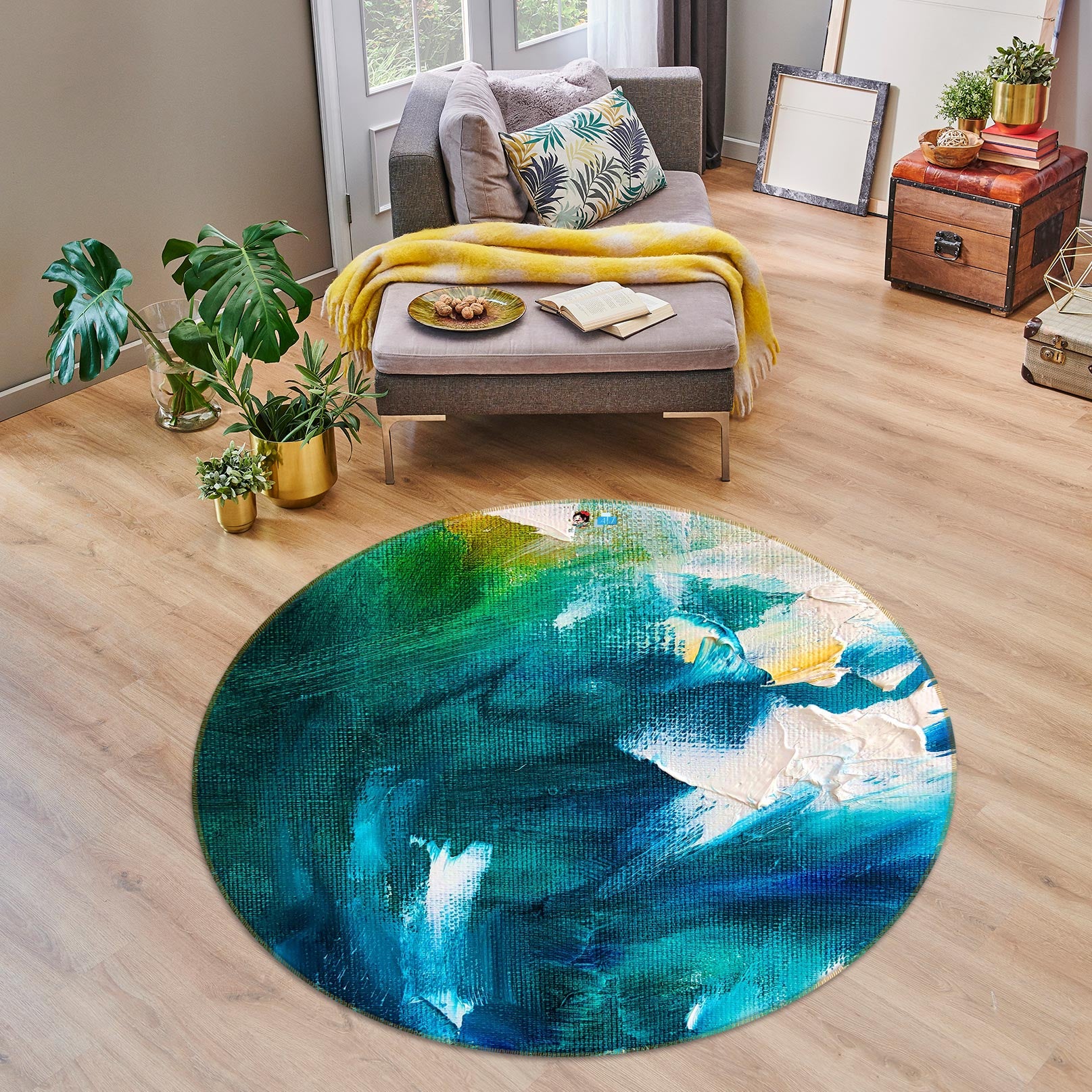 3D Color Pigment 776 Skromova Marina Rug Round Non Slip Rug Mat