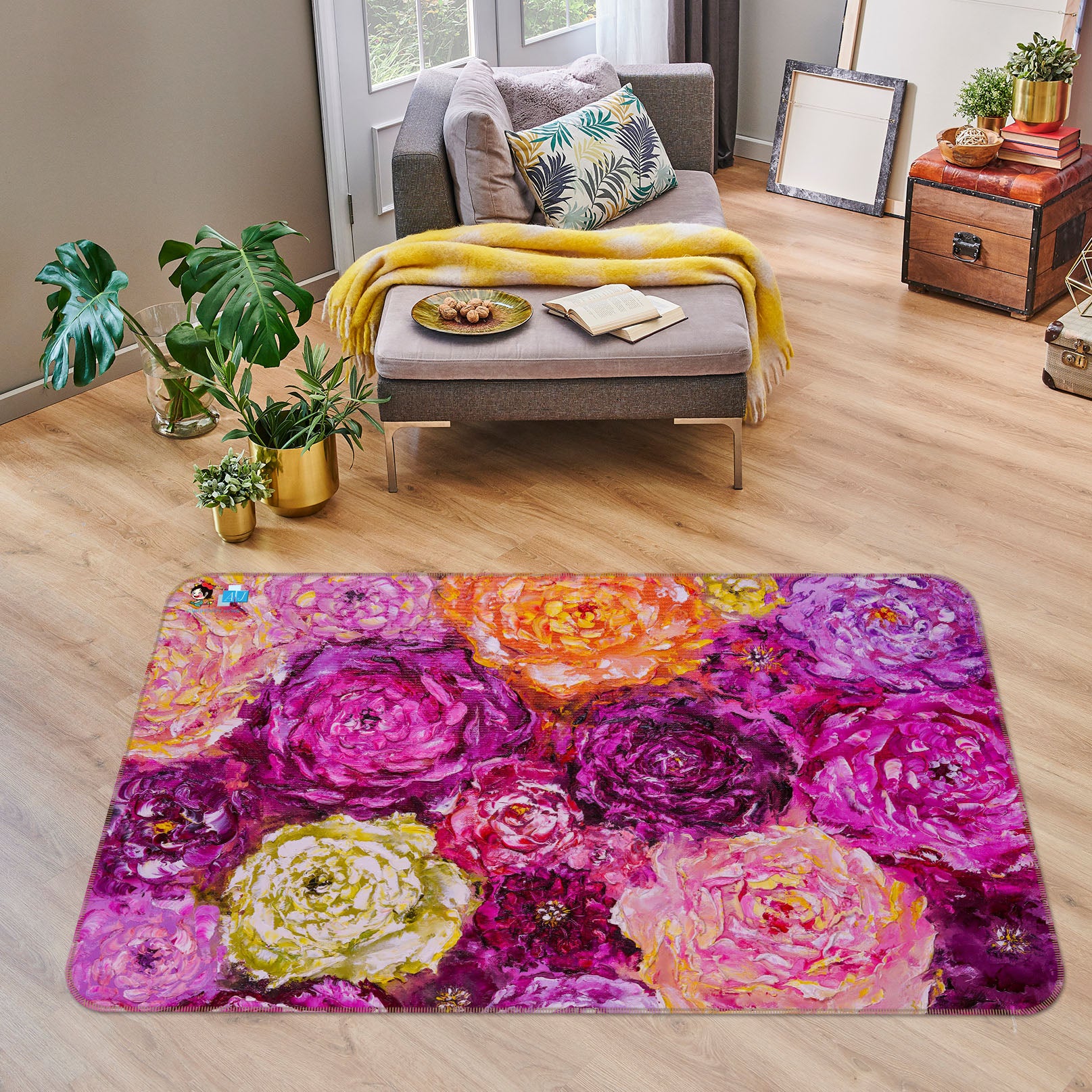 3D Bright Flowers 1239 Skromova Marina Rug Non Slip Rug Mat