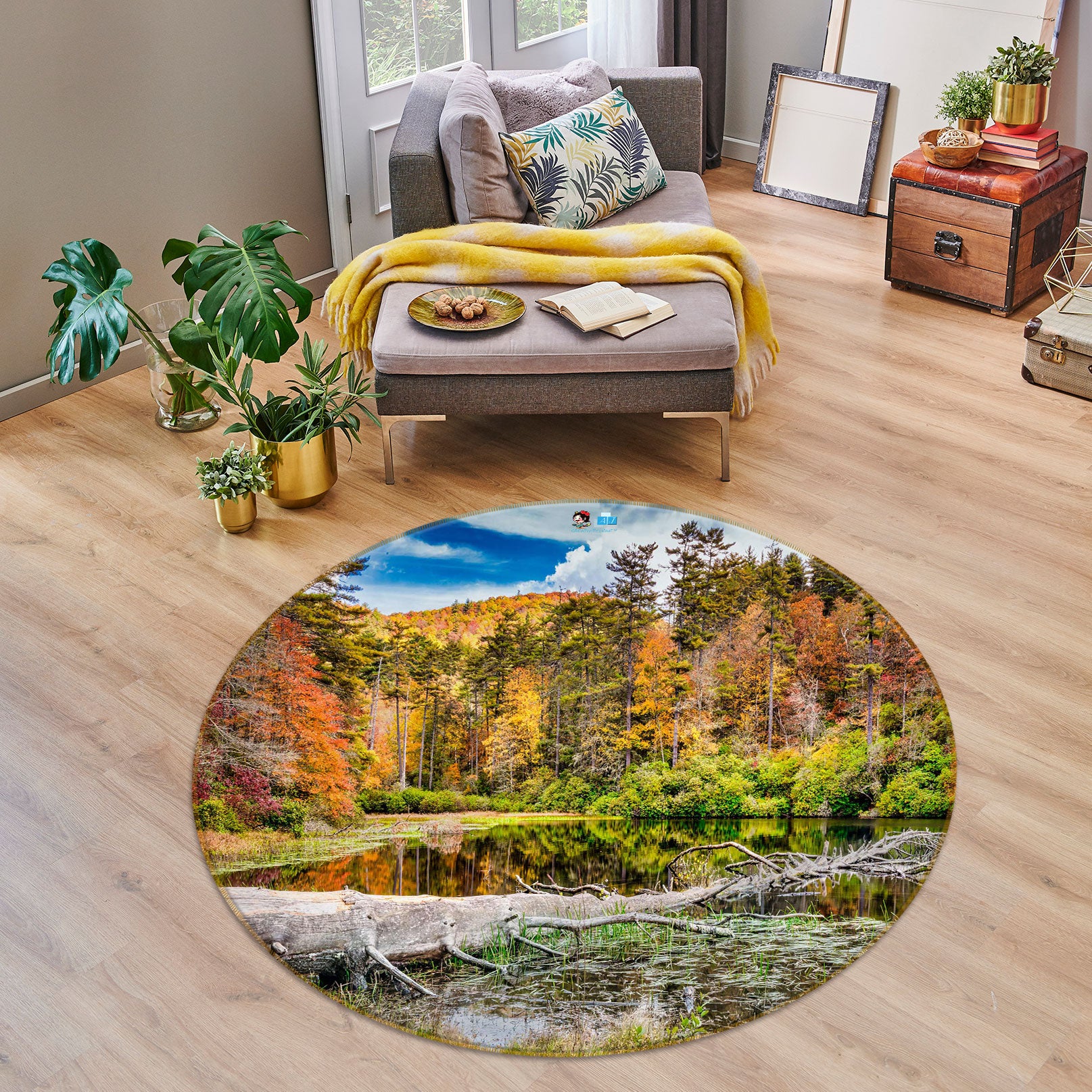 3D Forest Trees 5052 Beth Sheridan Rug Round Non Slip Rug Mat