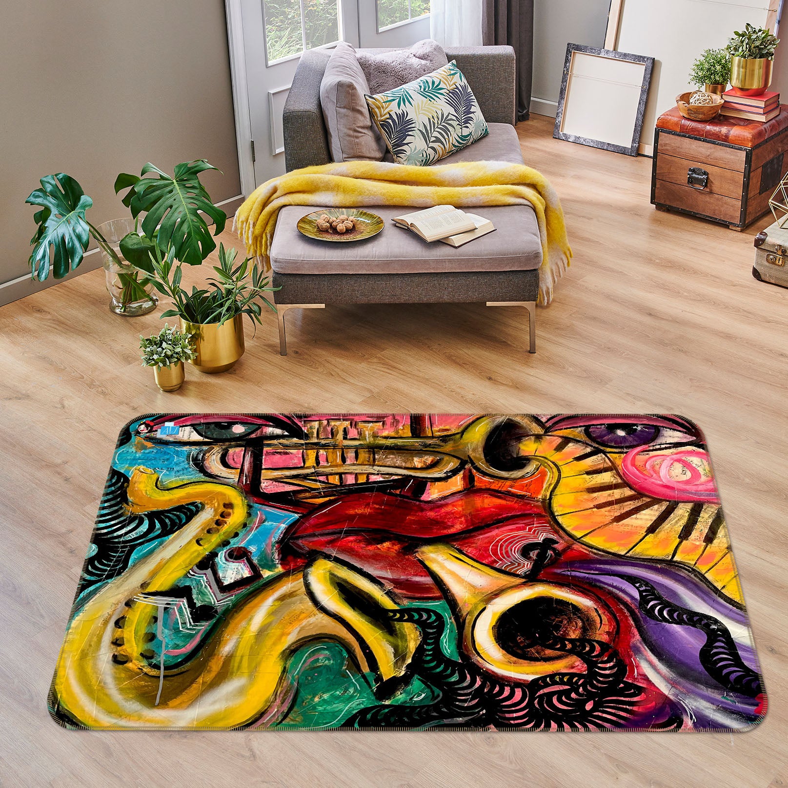 3D Retro Graffiti 8205 Jacqueline Reynoso Rug Non Slip Rug Mat