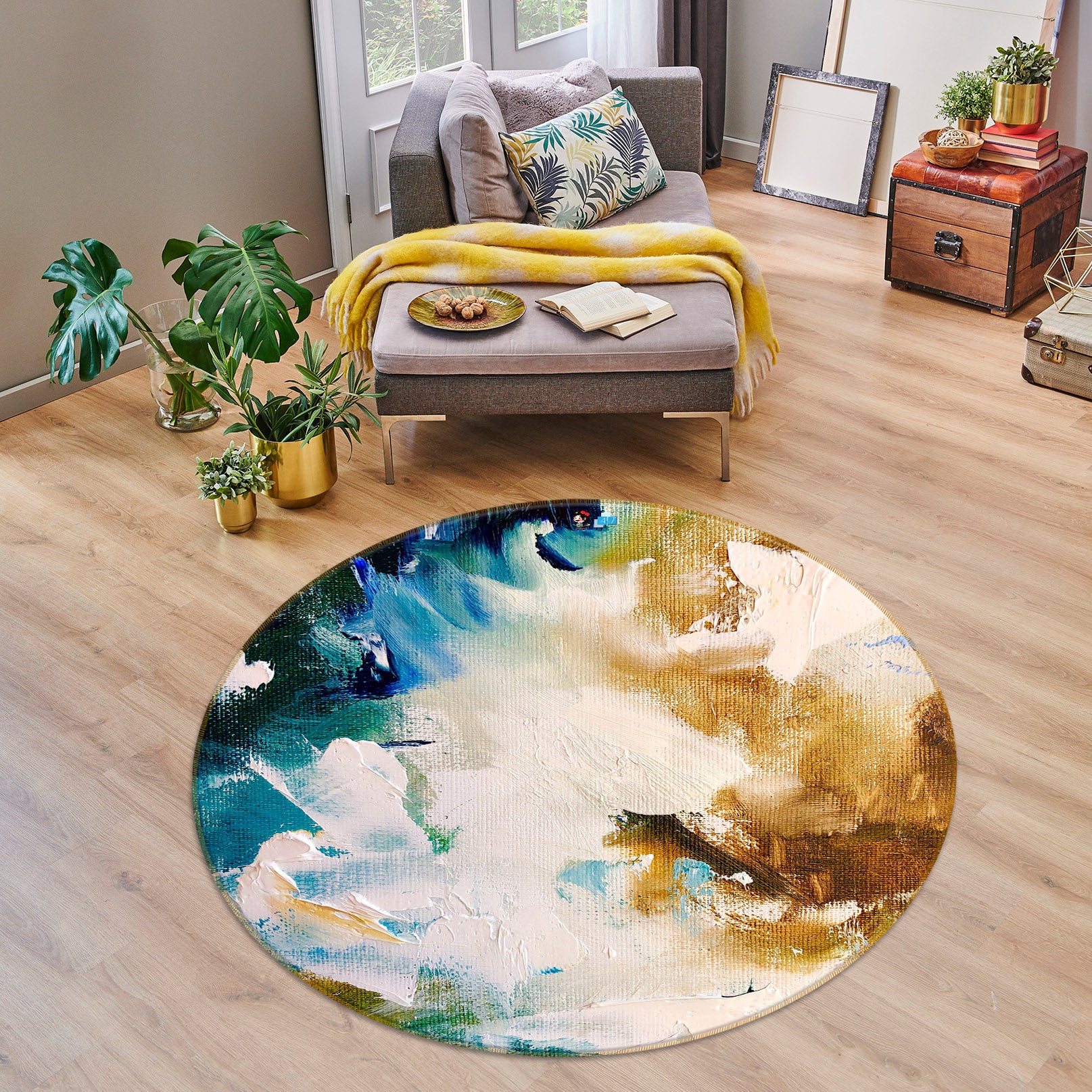 3D Painted Pigments 894 Skromova Marina Rug Round Non Slip Rug Mat