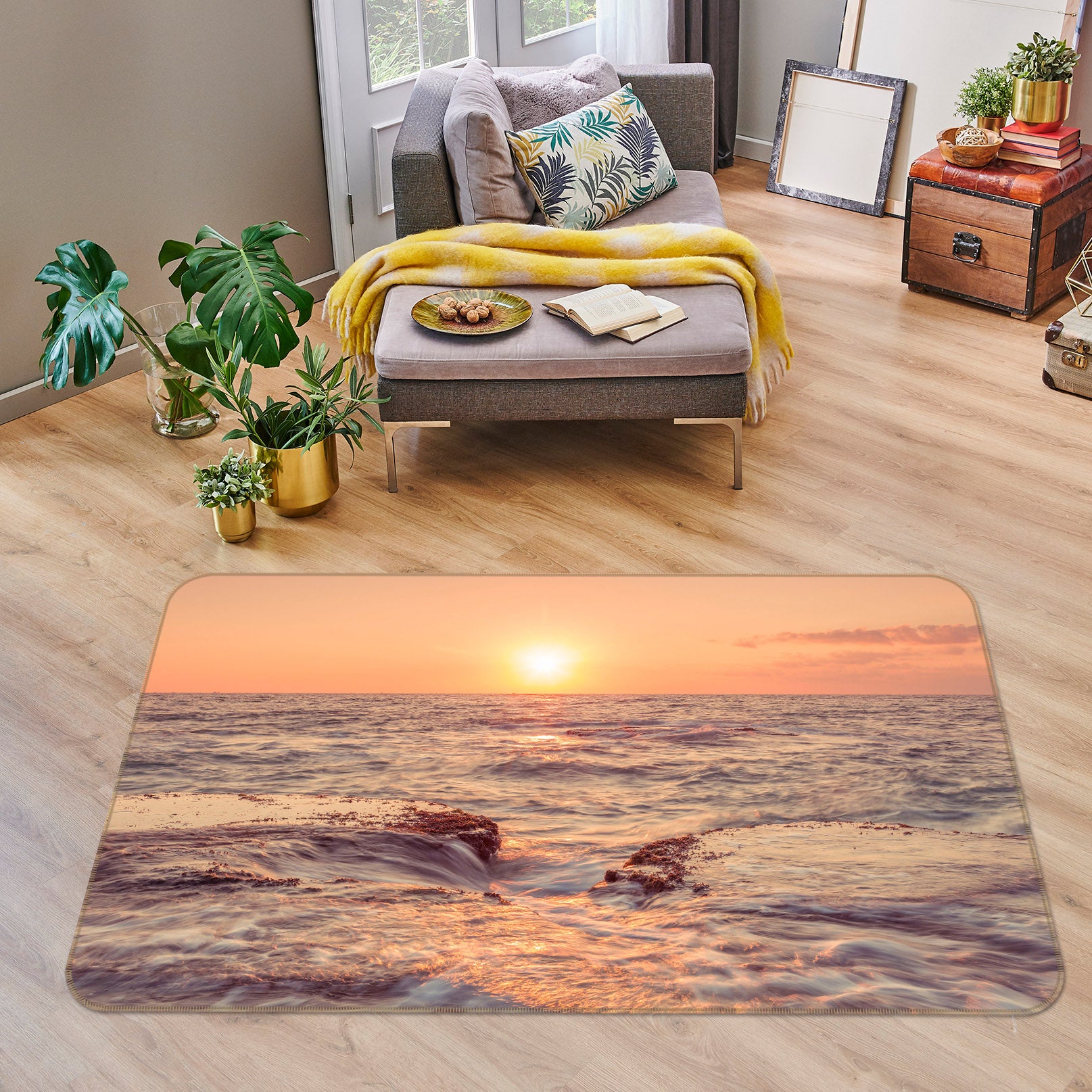 3D Dusk Sea Level 135 Assaf Frank Rug Non Slip Rug Mat