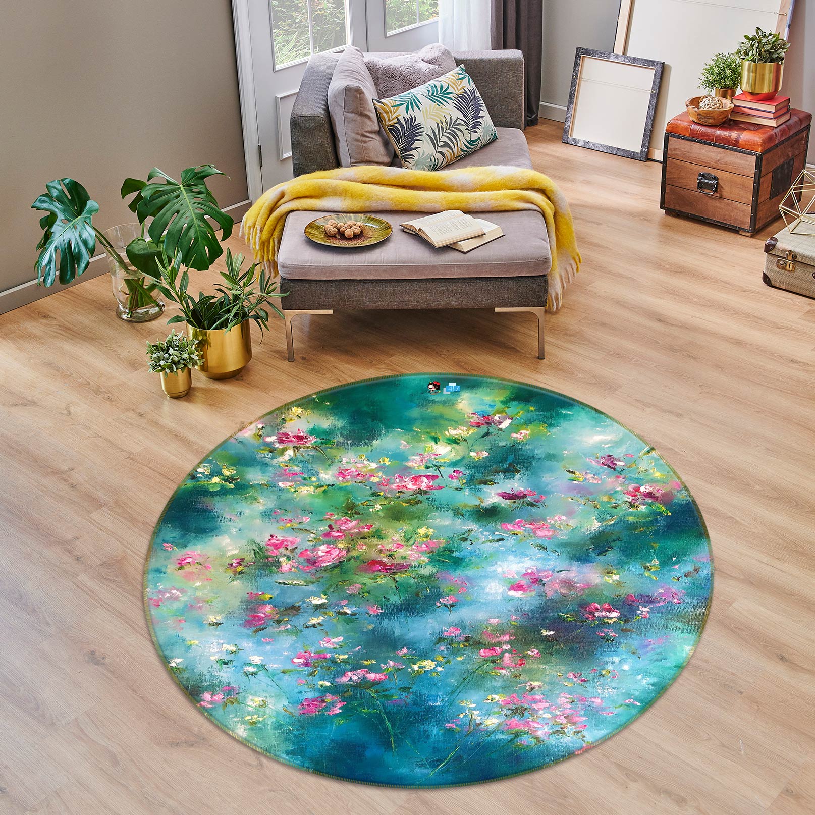 3D Beautiful Bouquet 756 Skromova Marina Rug Round Non Slip Rug Mat