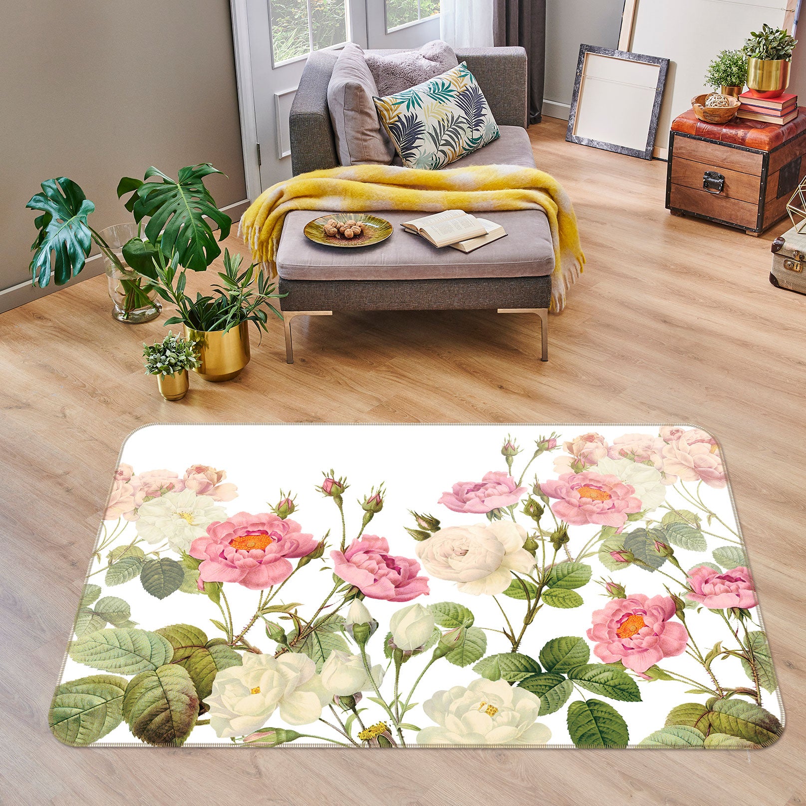 3D Red Bright Peony 073 Uta Naumann Rug Non Slip Rug Mat