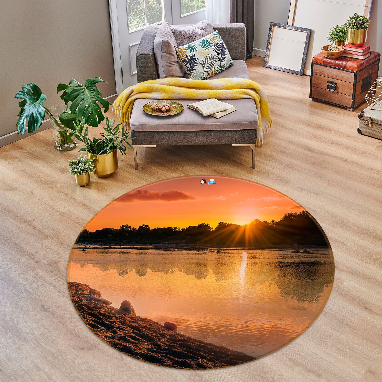 3D Sunshine Lake 5028 Beth Sheridan Rug Round Non Slip Rug Mat