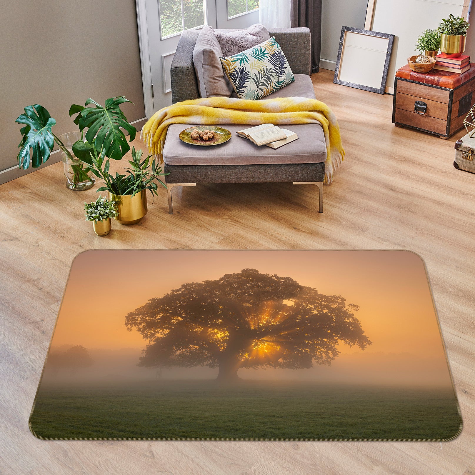 3D Misty Tree 130 Assaf Frank Rug Non Slip Rug Mat