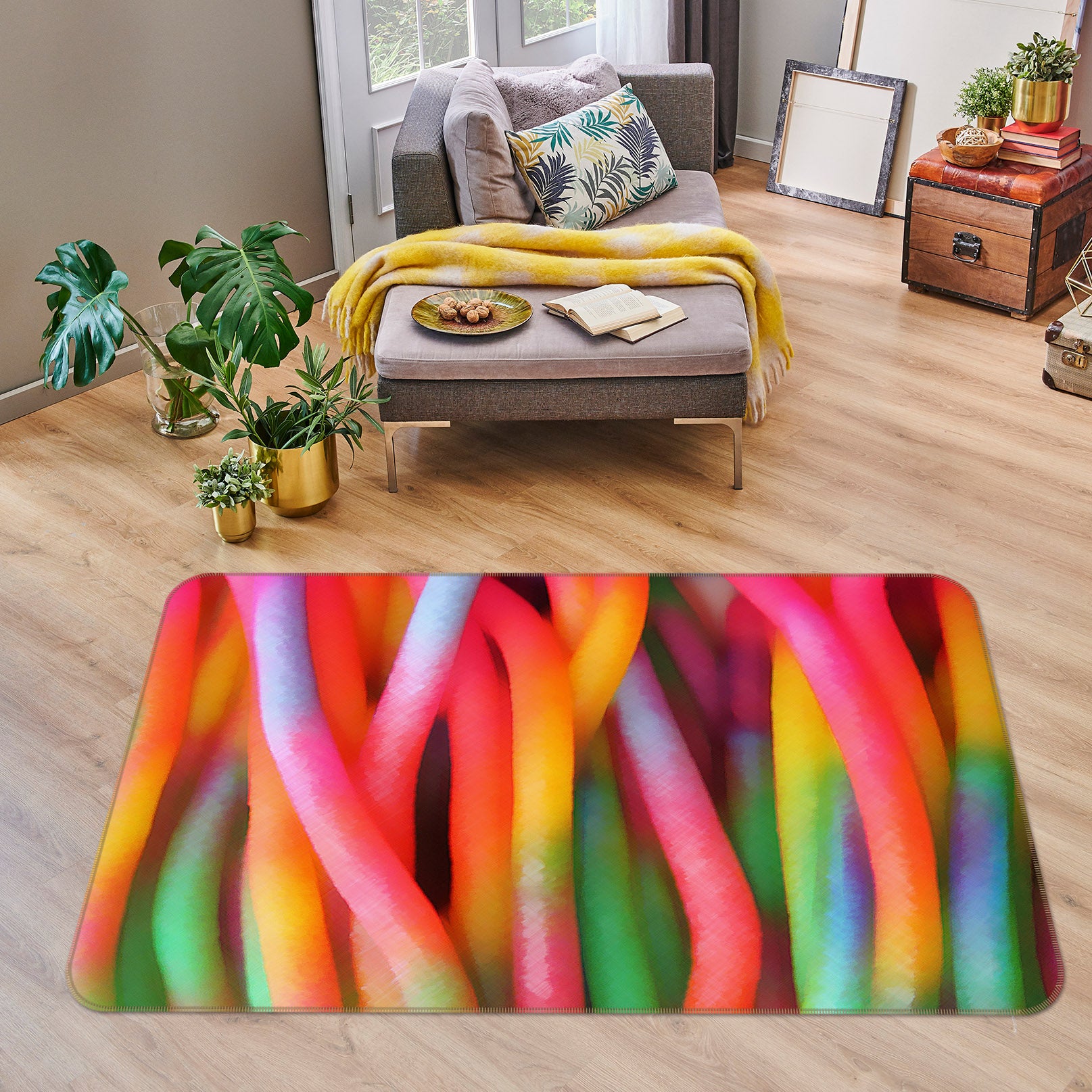 3D Color Bars 71012 Shandra Smith Rug Non Slip Rug Mat