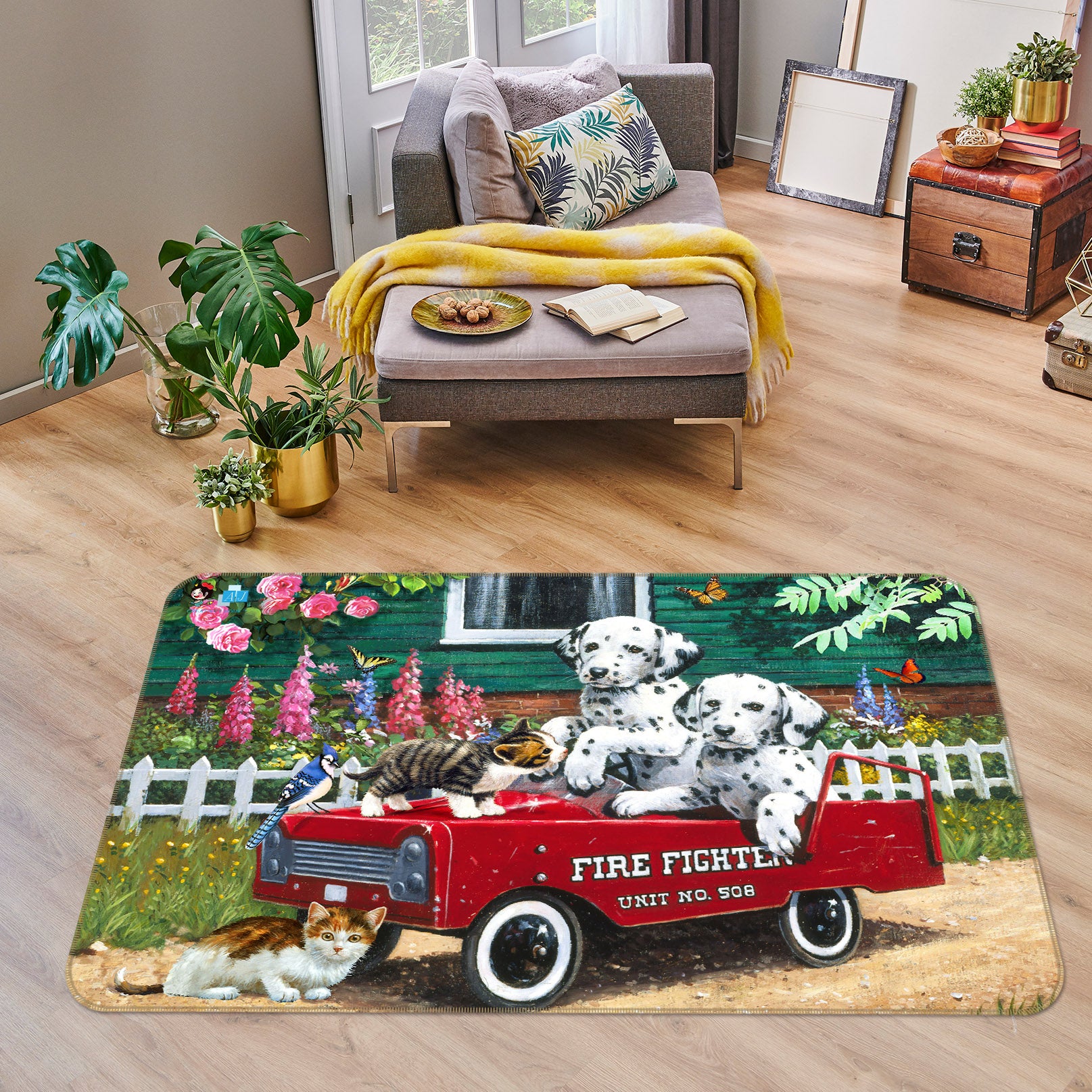 3D Cute Dog And Cat 007 Kevin Walsh Rug Non Slip Rug Mat