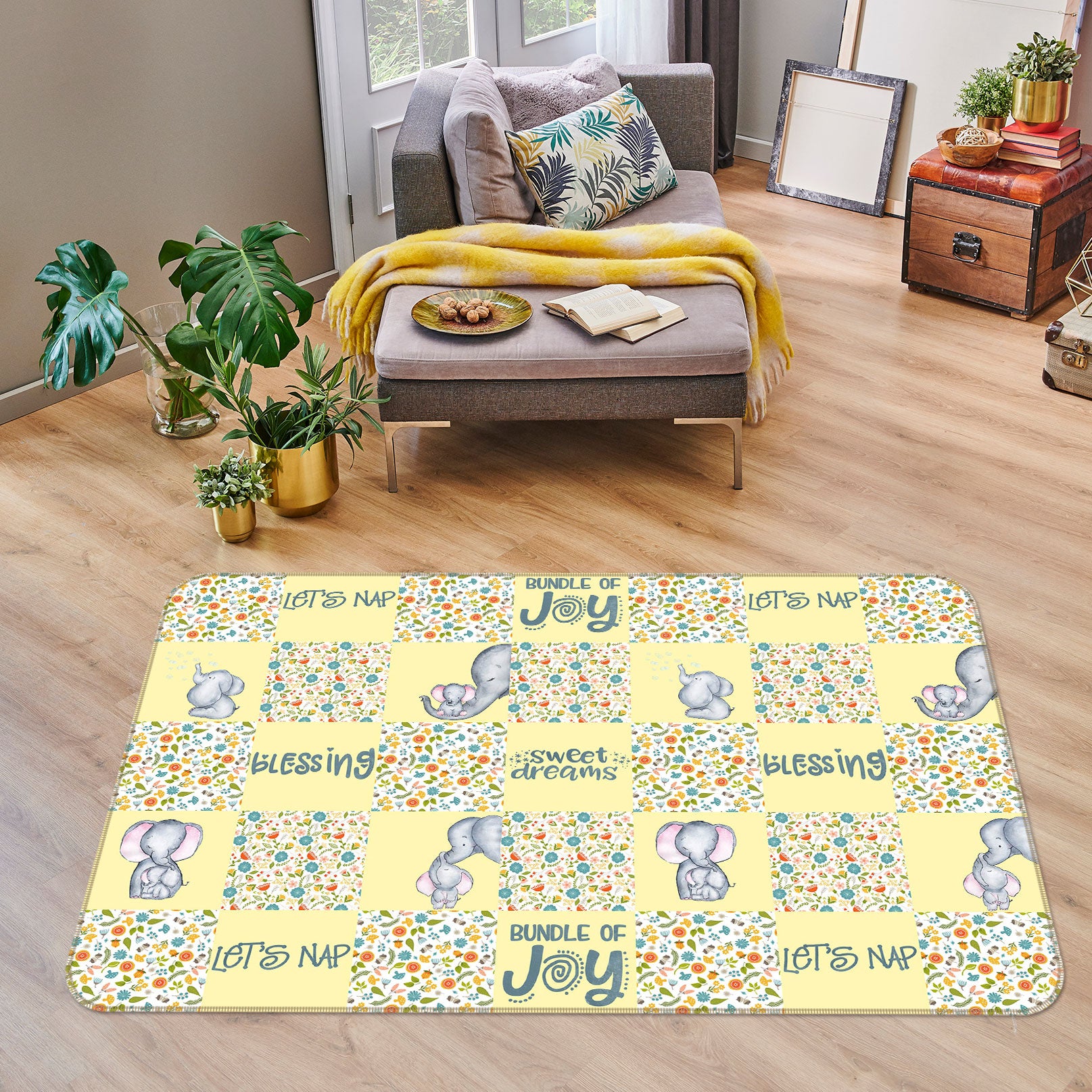 3D Cute Elephant 043 Uta Naumann Rug Non Slip Rug Mat