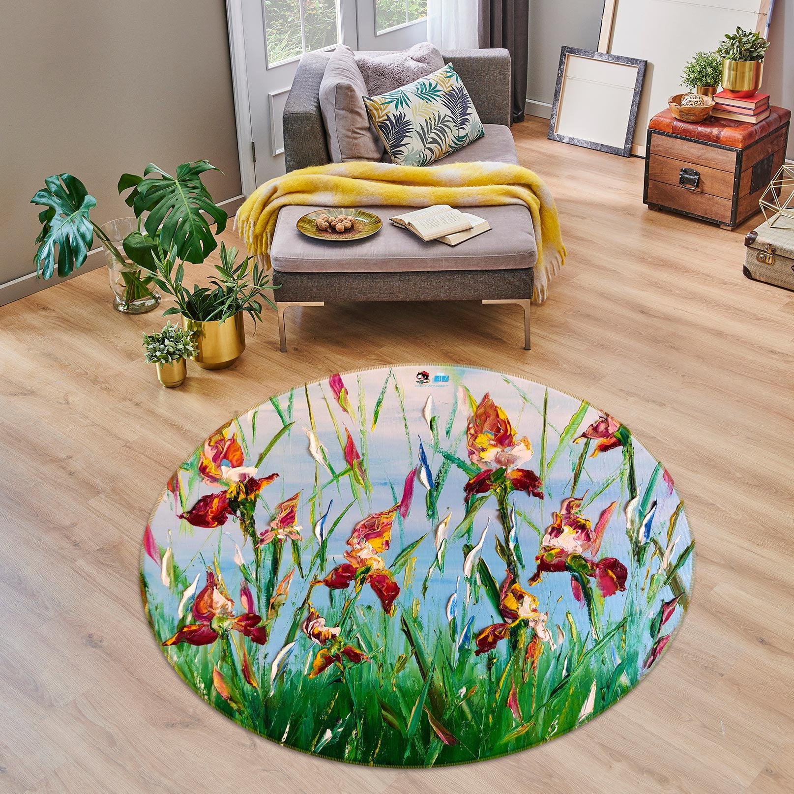 3D Green Grass 808 Skromova Marina Rug Round Non Slip Rug Mat