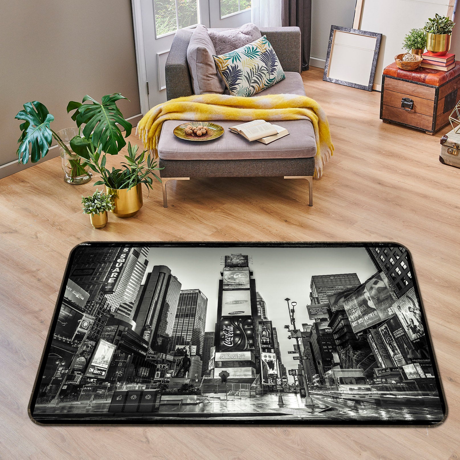 3D Black New York 111 Assaf Frank Rug Non Slip Rug Mat