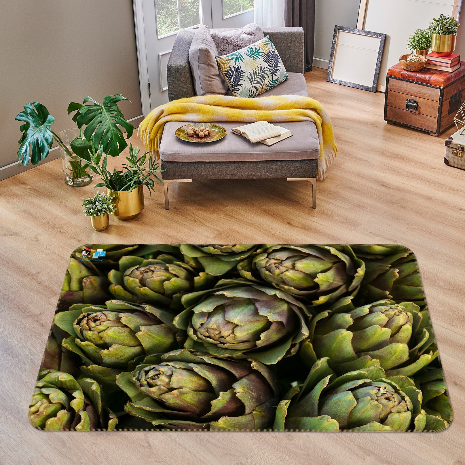 3D Green Plants 6856 Assaf Frank Rug Non Slip Rug Mat