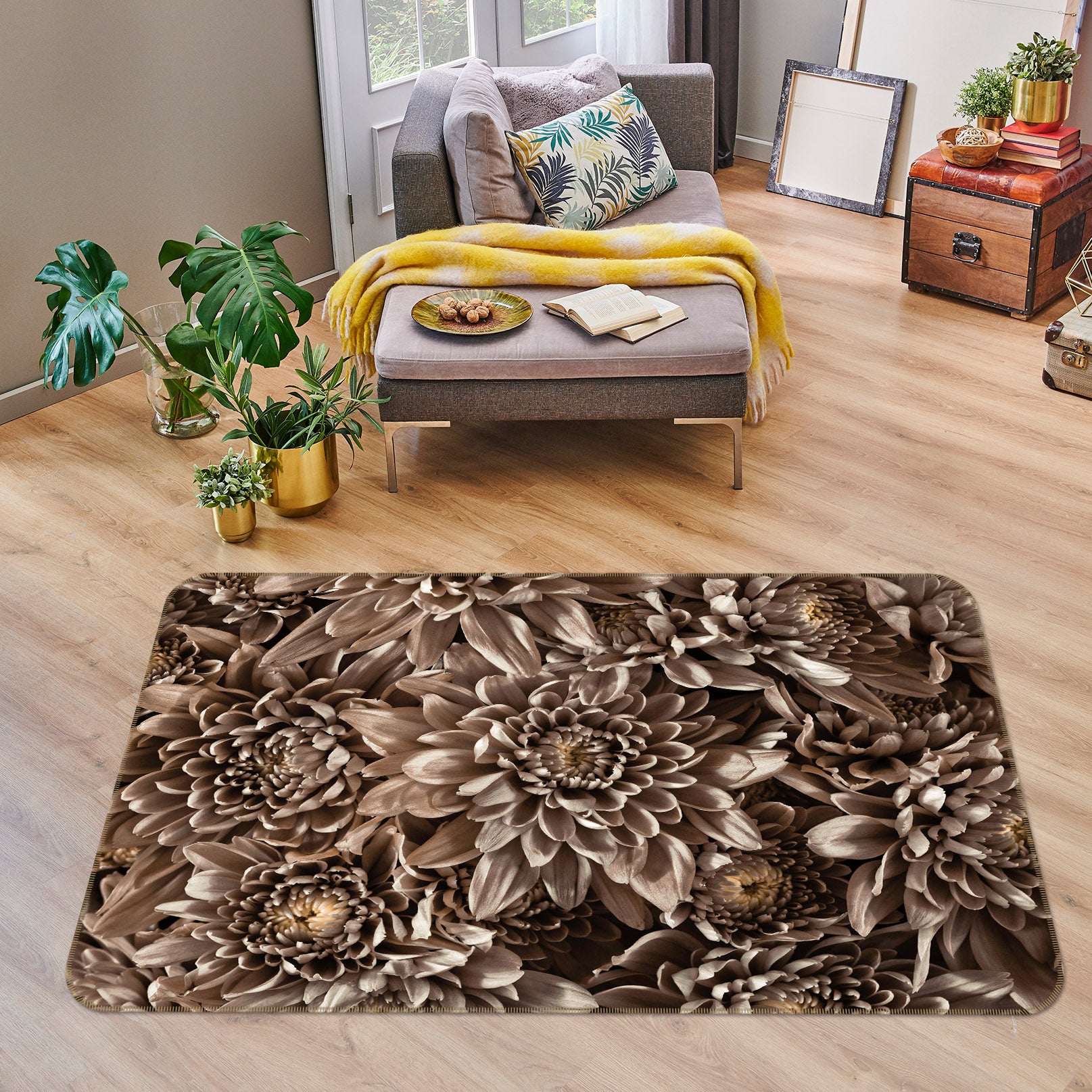 3D Withered Chrysanthemum 3009 Assaf Frank Rug Non Slip Rug Mat