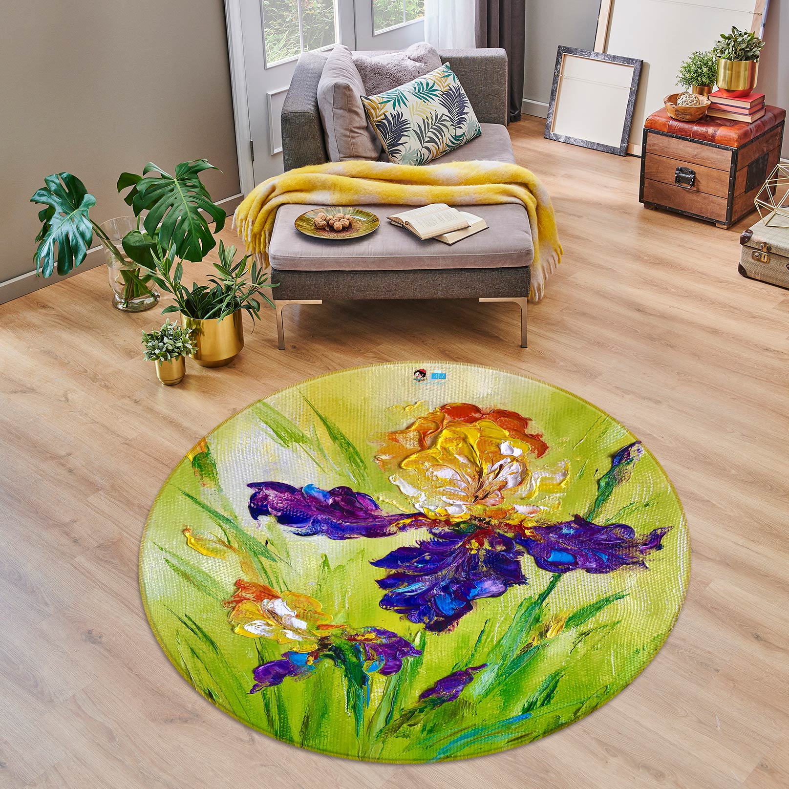 3D Beautiful Flower 751 Skromova Marina Rug Round Non Slip Rug Mat