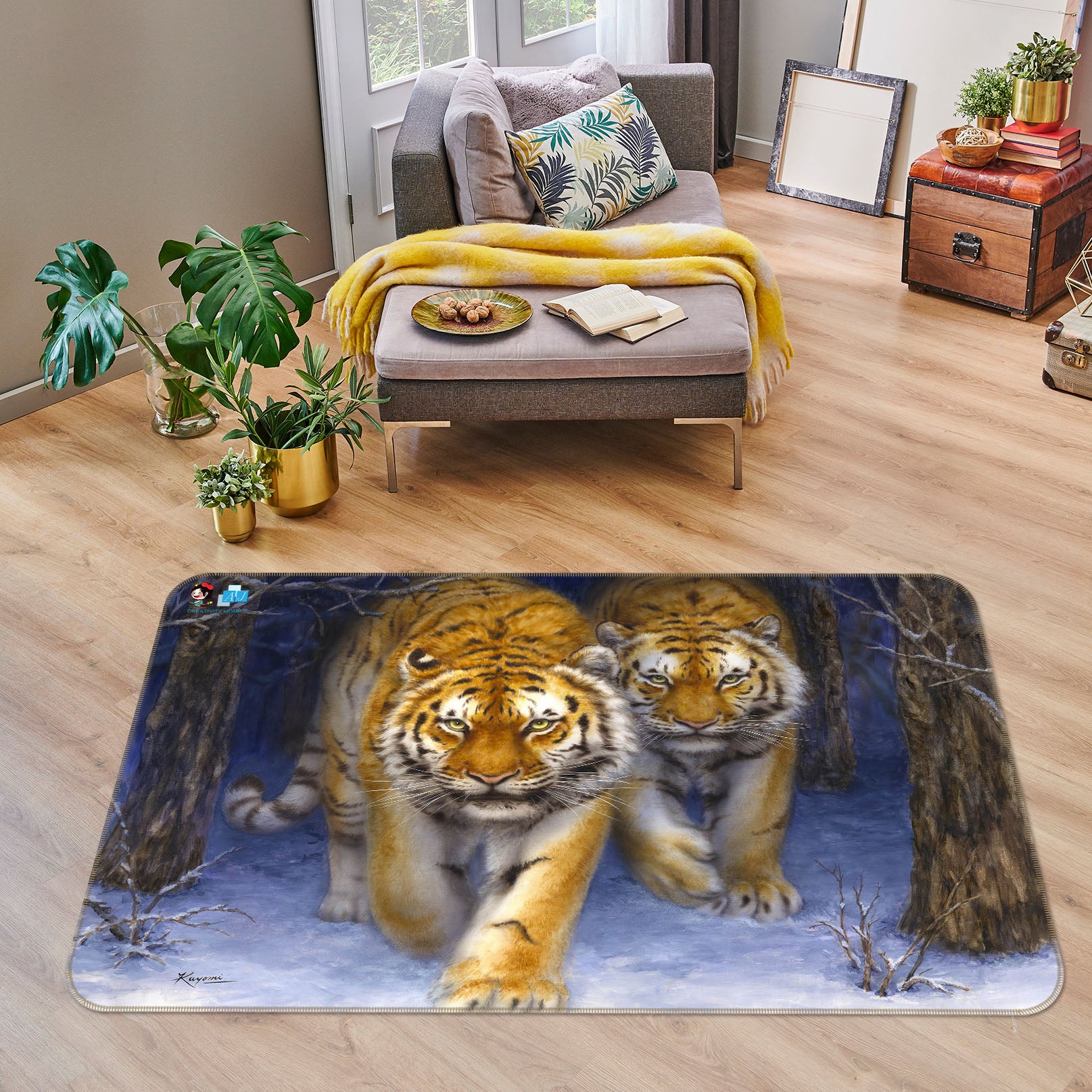 3D Animal Tiger 5631 Kayomi Harai Rug Non Slip Rug Mat