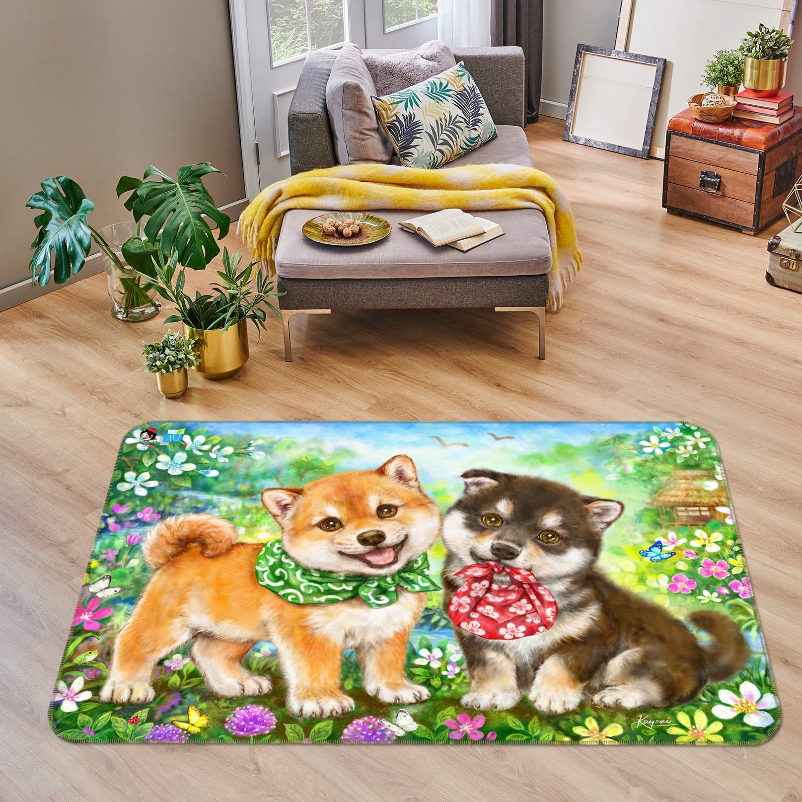 3D Cute Garden Dog 5628 Kayomi Harai Rug Non Slip Rug Mat