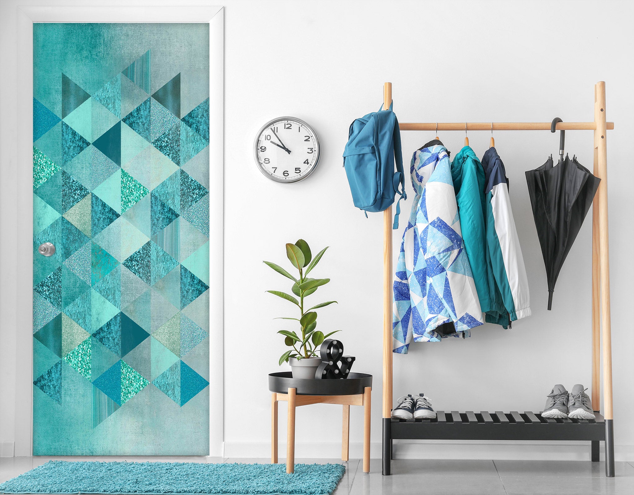 3D Green Triangle Pattern 10277 Andrea Haase Door Mural