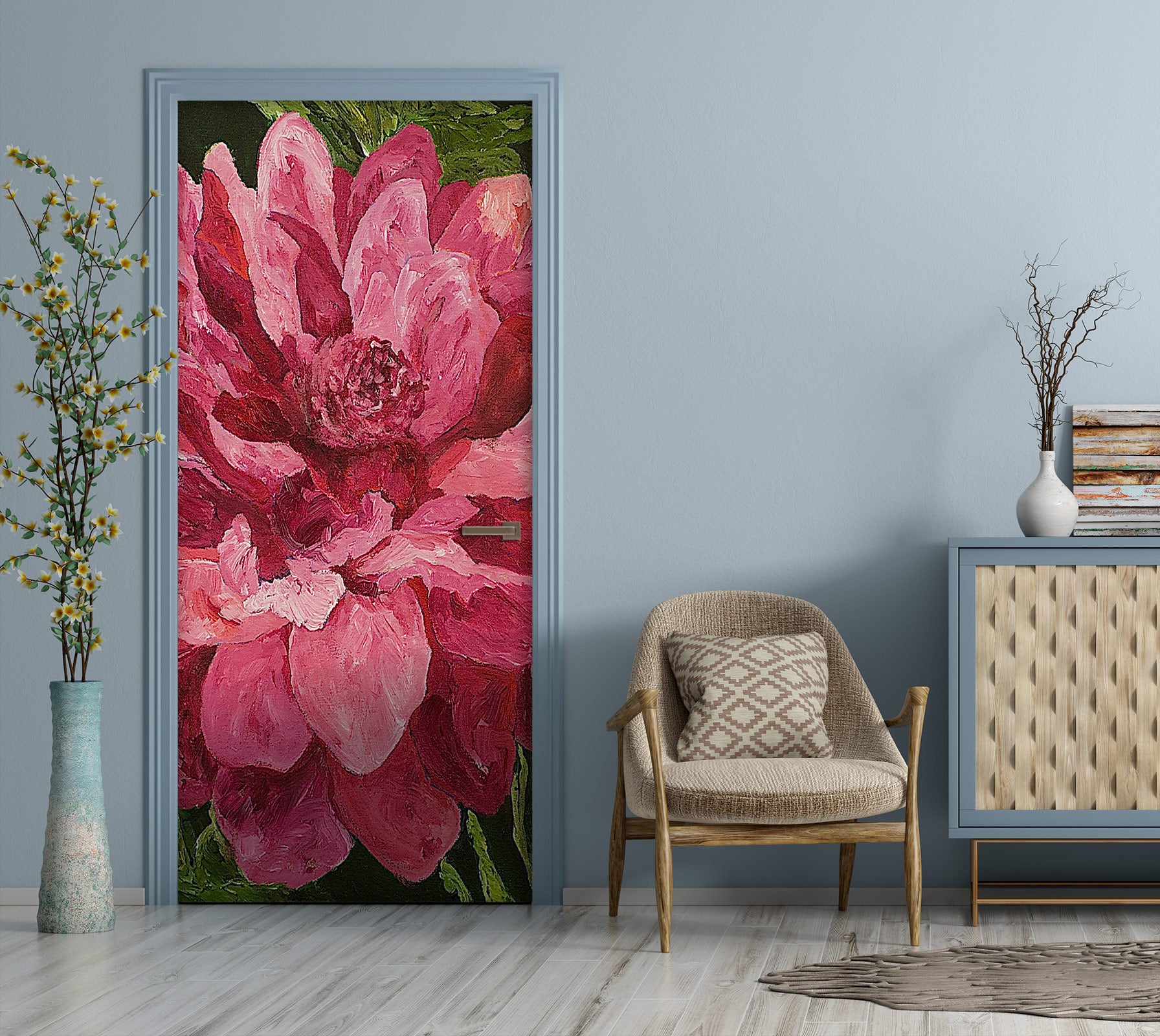 3D Pink Flower 9371 Allan P. Friedlander Door Mural